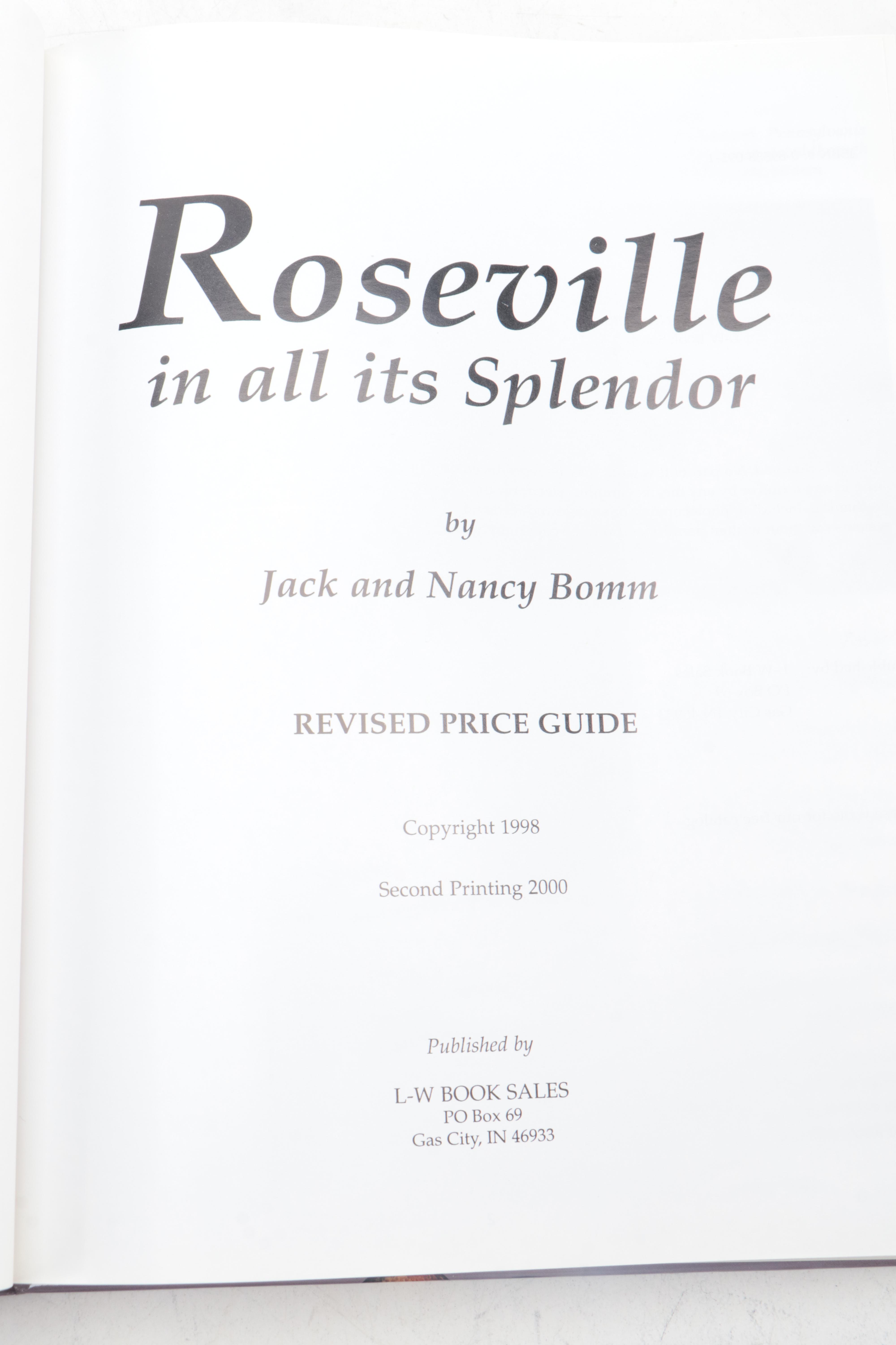 Roseville Pottery "White Rose" Vase with Roseville Price Guide