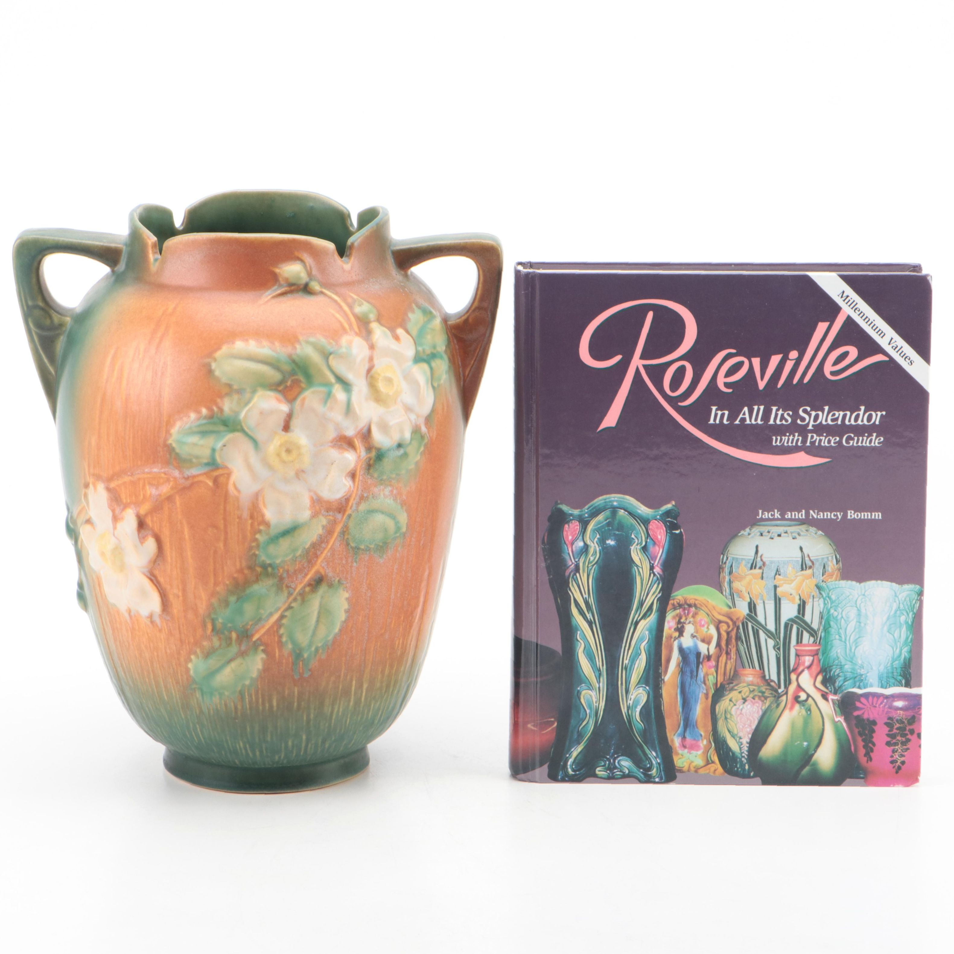 Roseville Pottery "White Rose" Vase with Roseville Price Guide EBTH