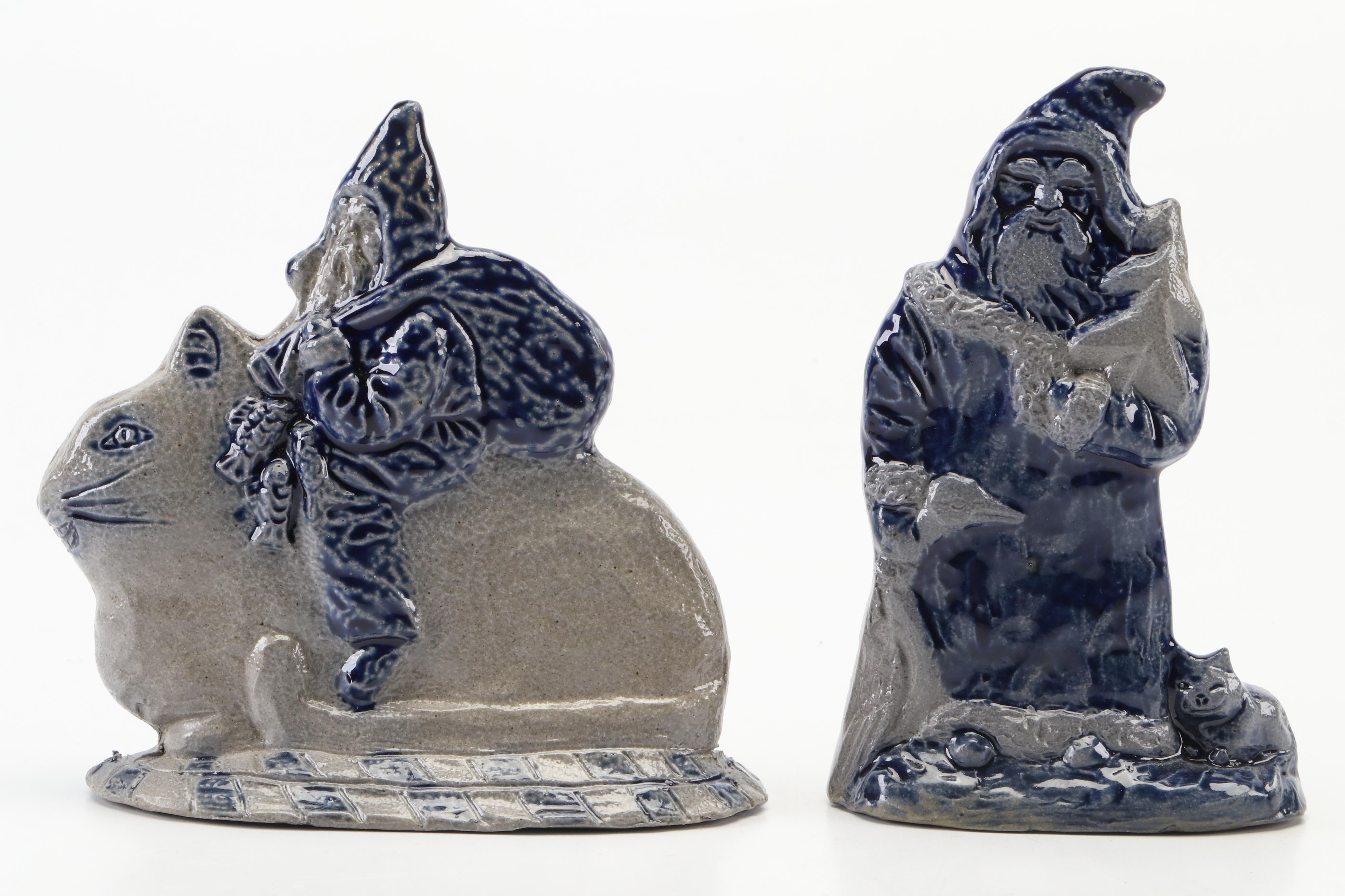 Rowe Pottery Works Salt Glazed Stoneware Santa Figurines