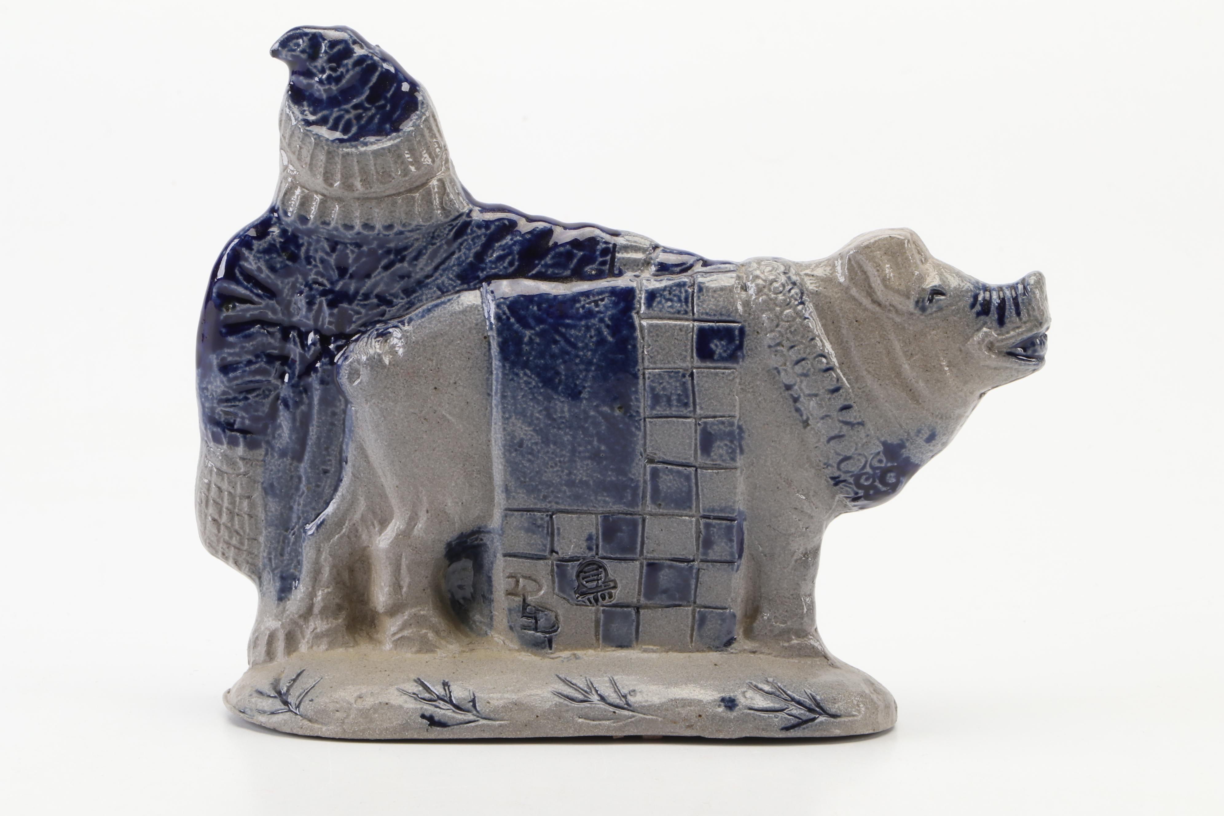 Rowe Pottery Works Salt Glazed Stoneware Santa Figurines