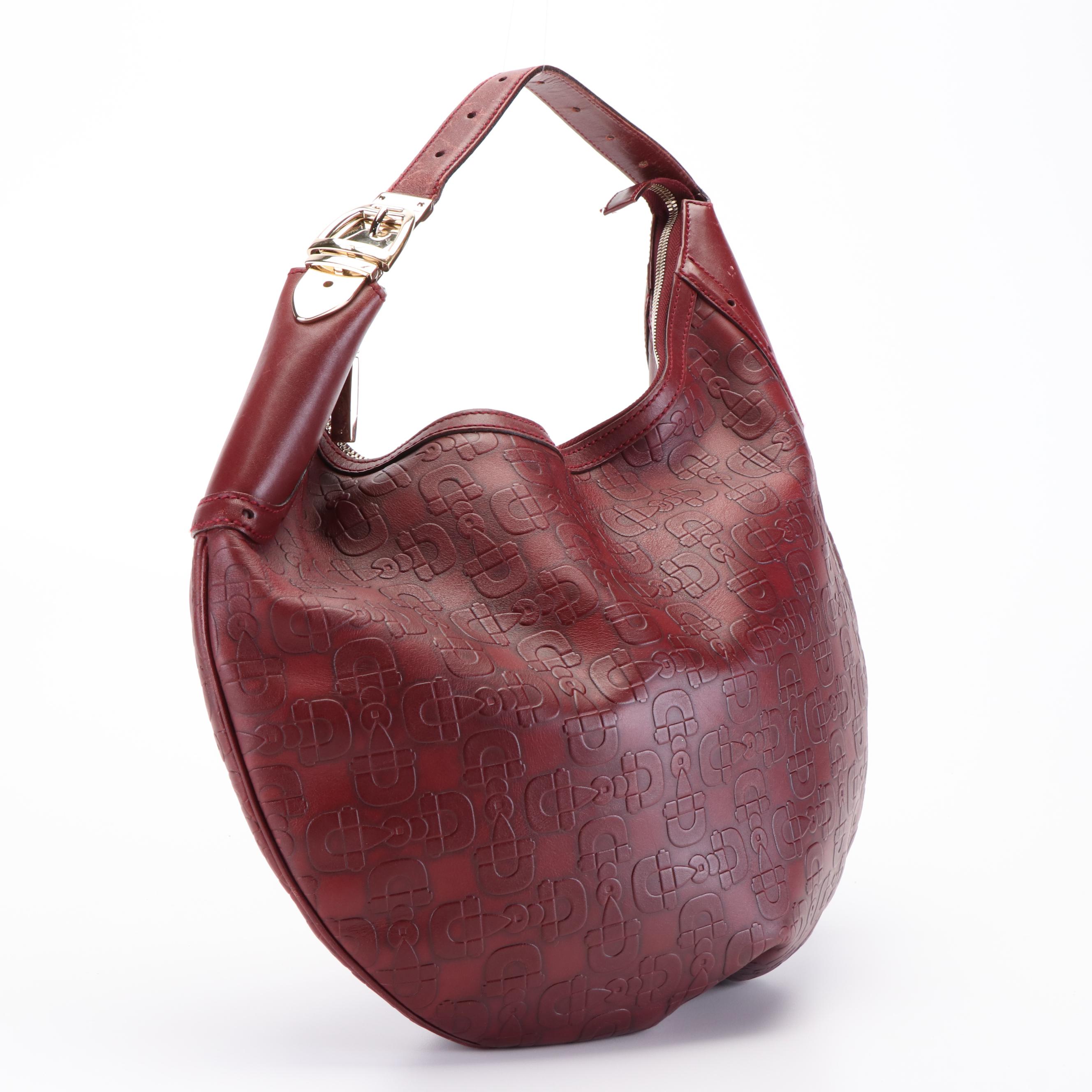 Gucci Glam Horse Bit Embossed Leather Hobo Bag