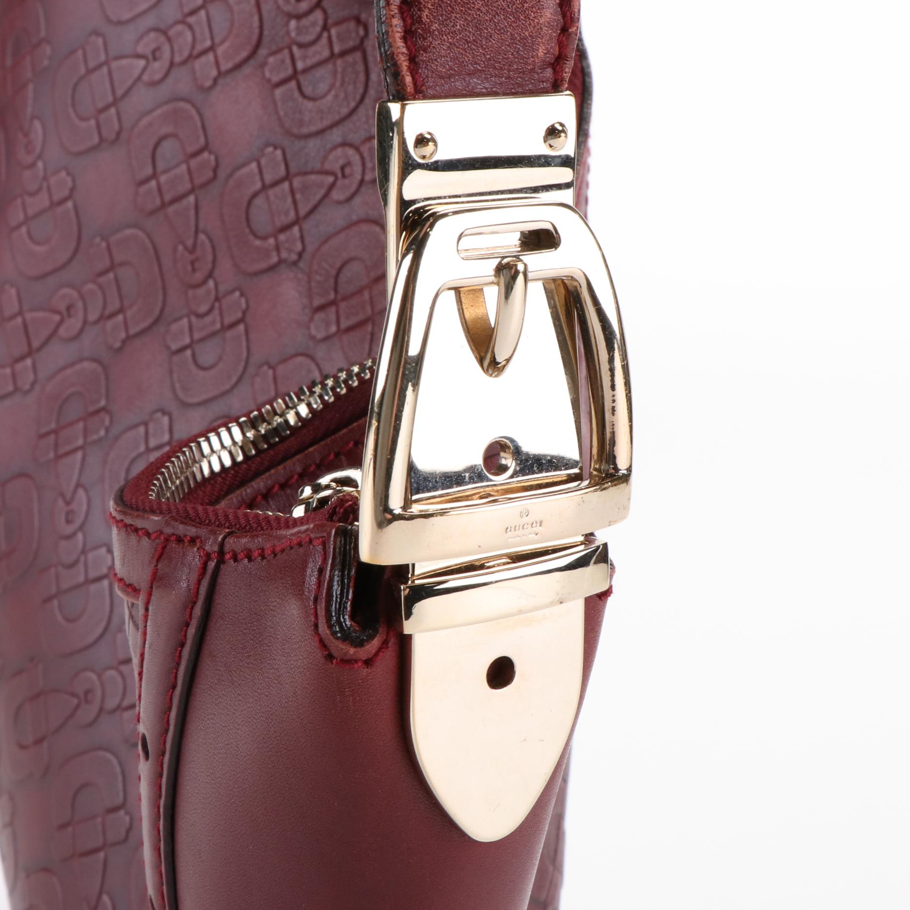 Gucci Glam Horse Bit Embossed Leather Hobo Bag