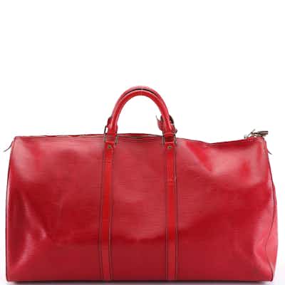 Louis Vuitton Keepall 60 in Castilian Red Epi and Smooth Leather