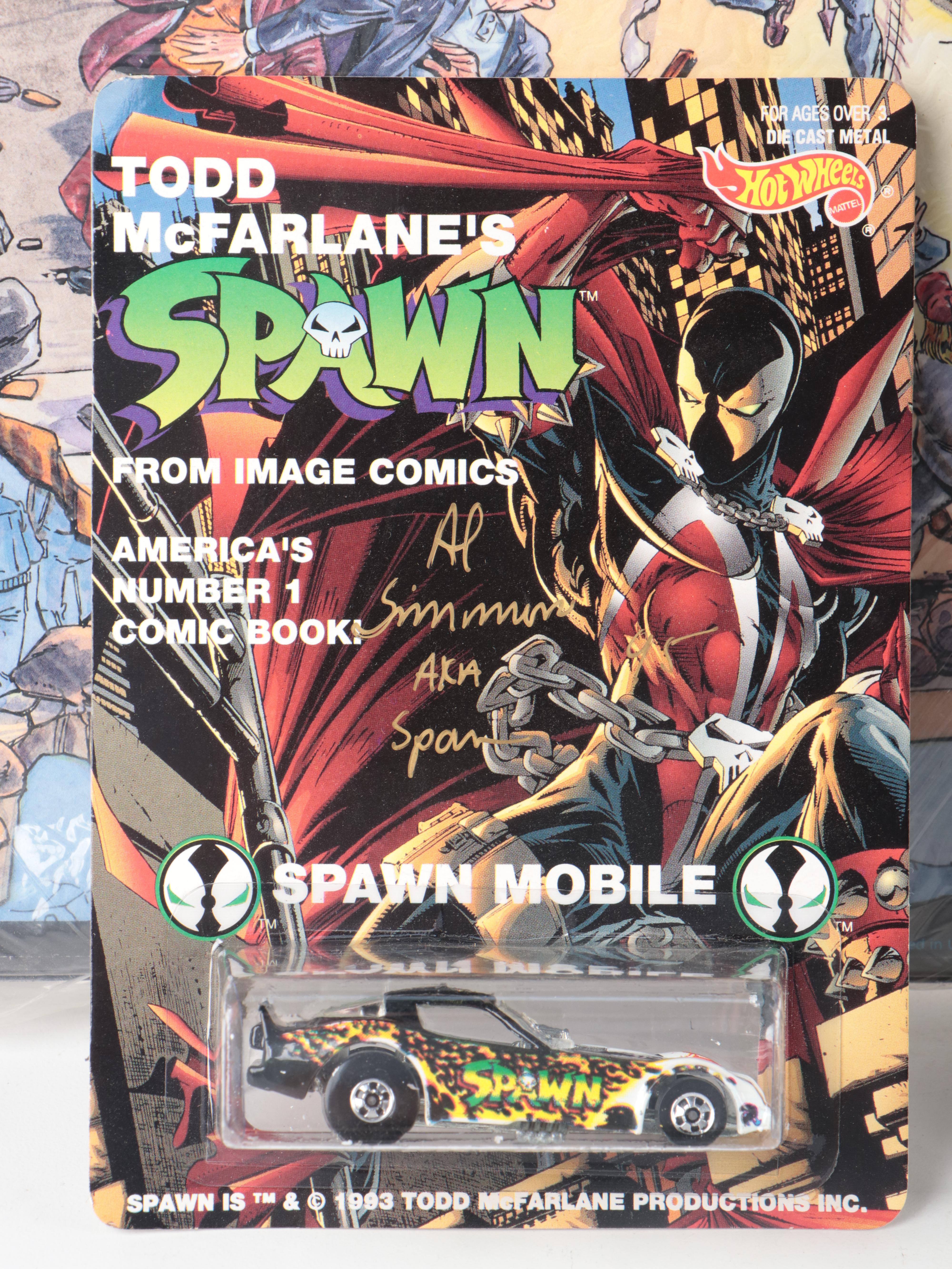 Al Simmons Signed Spawn Hot Wheels Car with Andre Wadsworth Mini Helmet, More