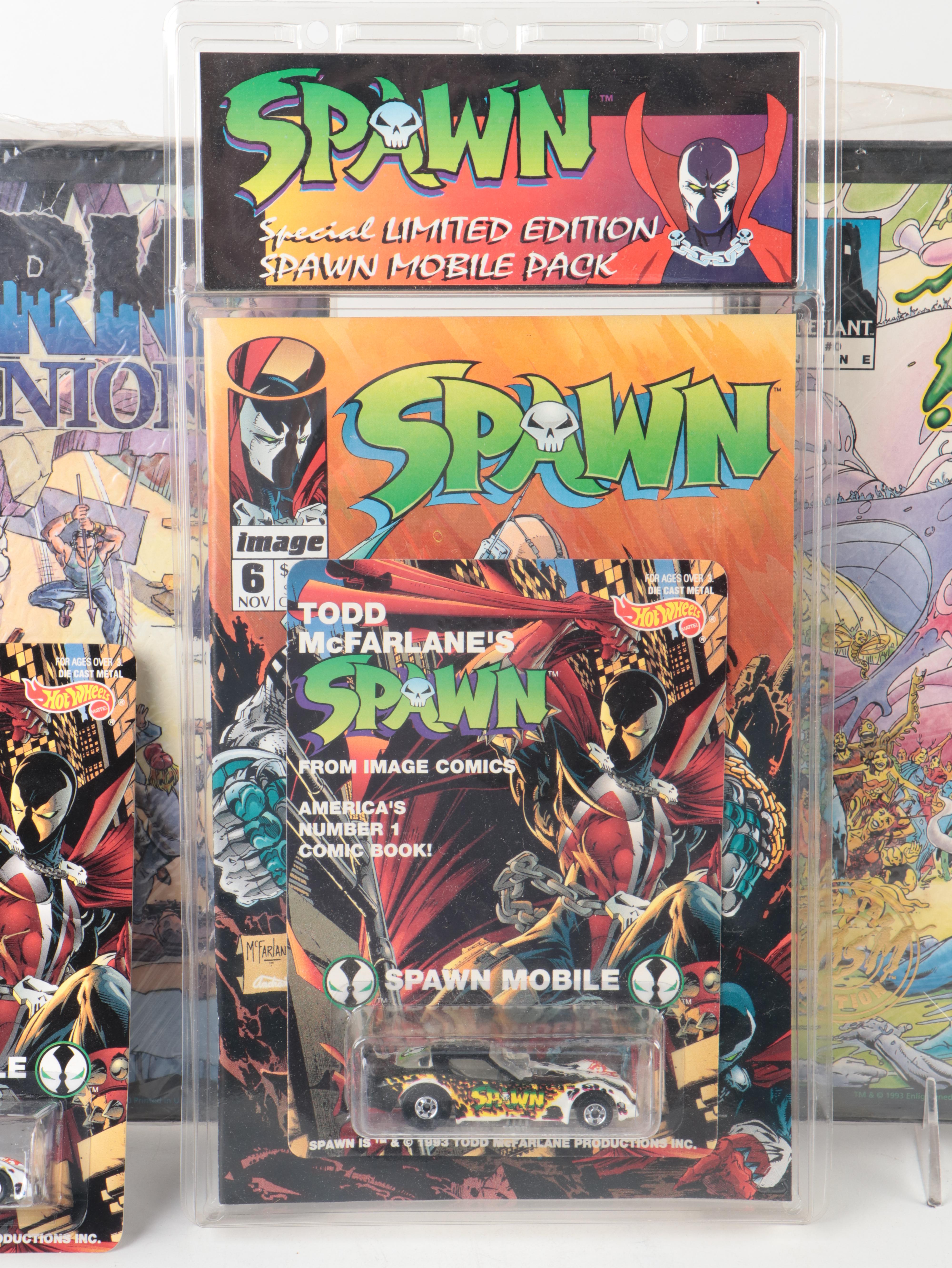 Al Simmons Signed Spawn Hot Wheels Car with Andre Wadsworth Mini Helmet, More