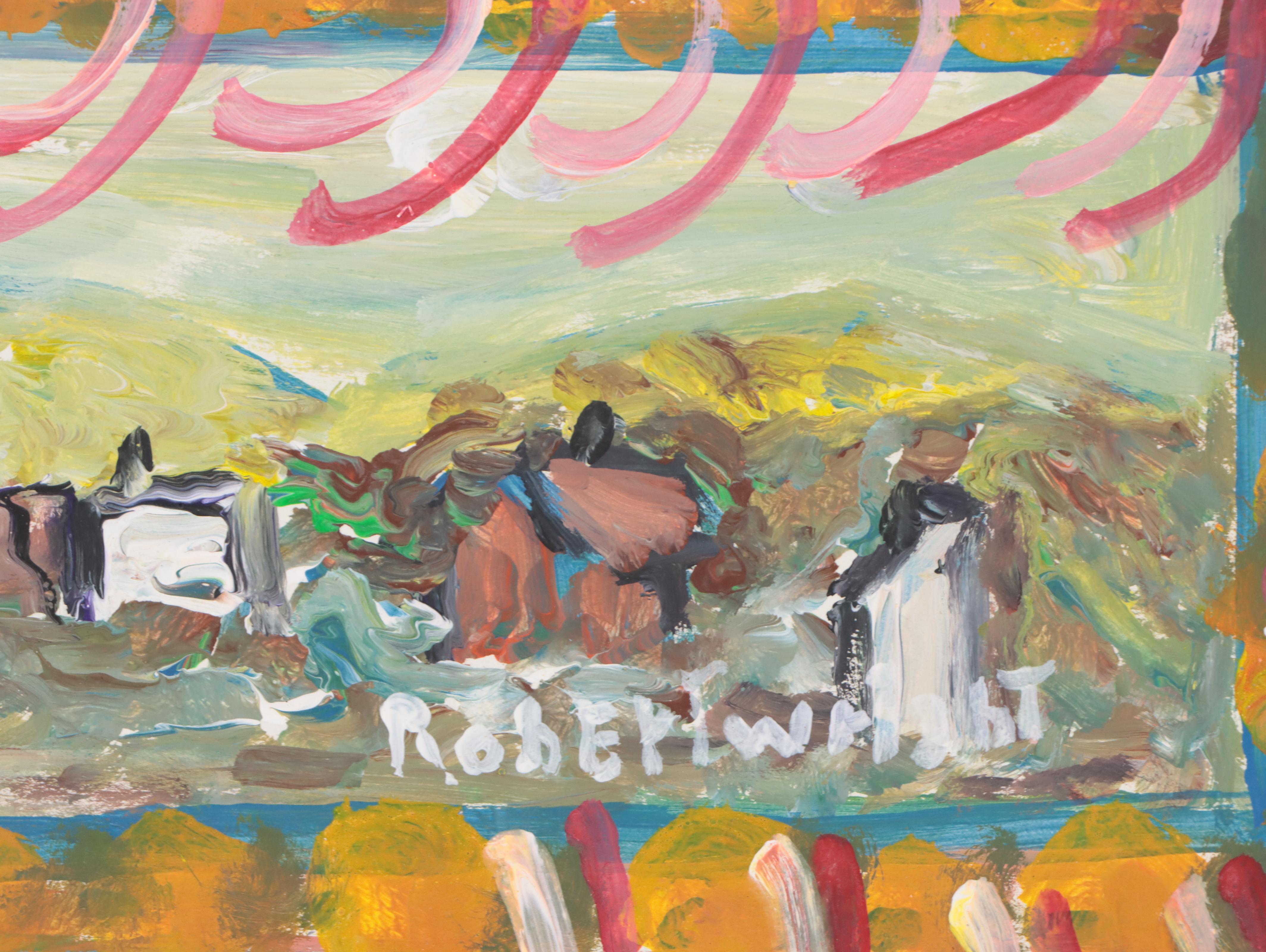 Robert Wright Acrylic Painting of a Folk Art Gallery Wall