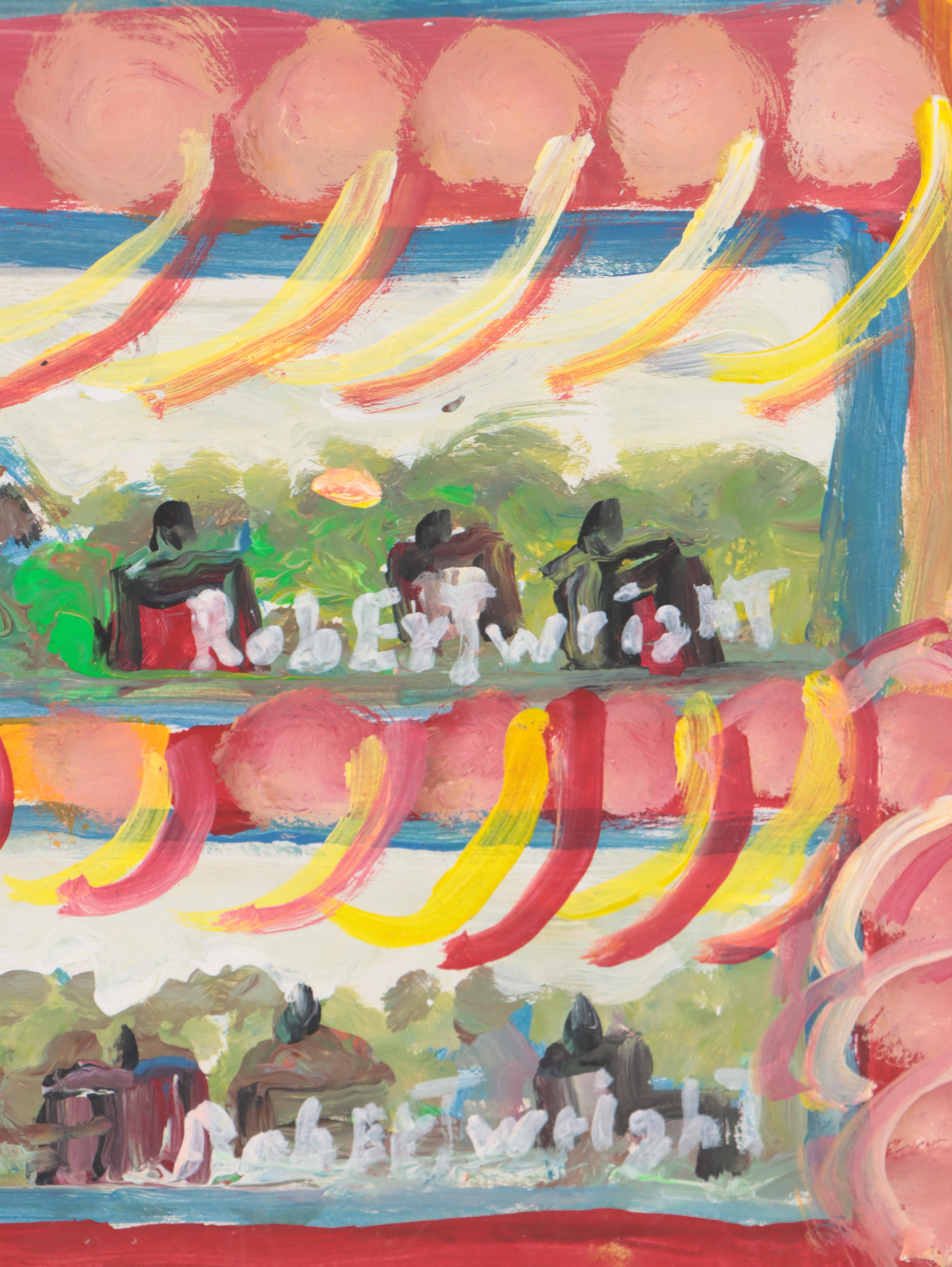 Robert Wright Acrylic Painting of a Folk Art Gallery Wall