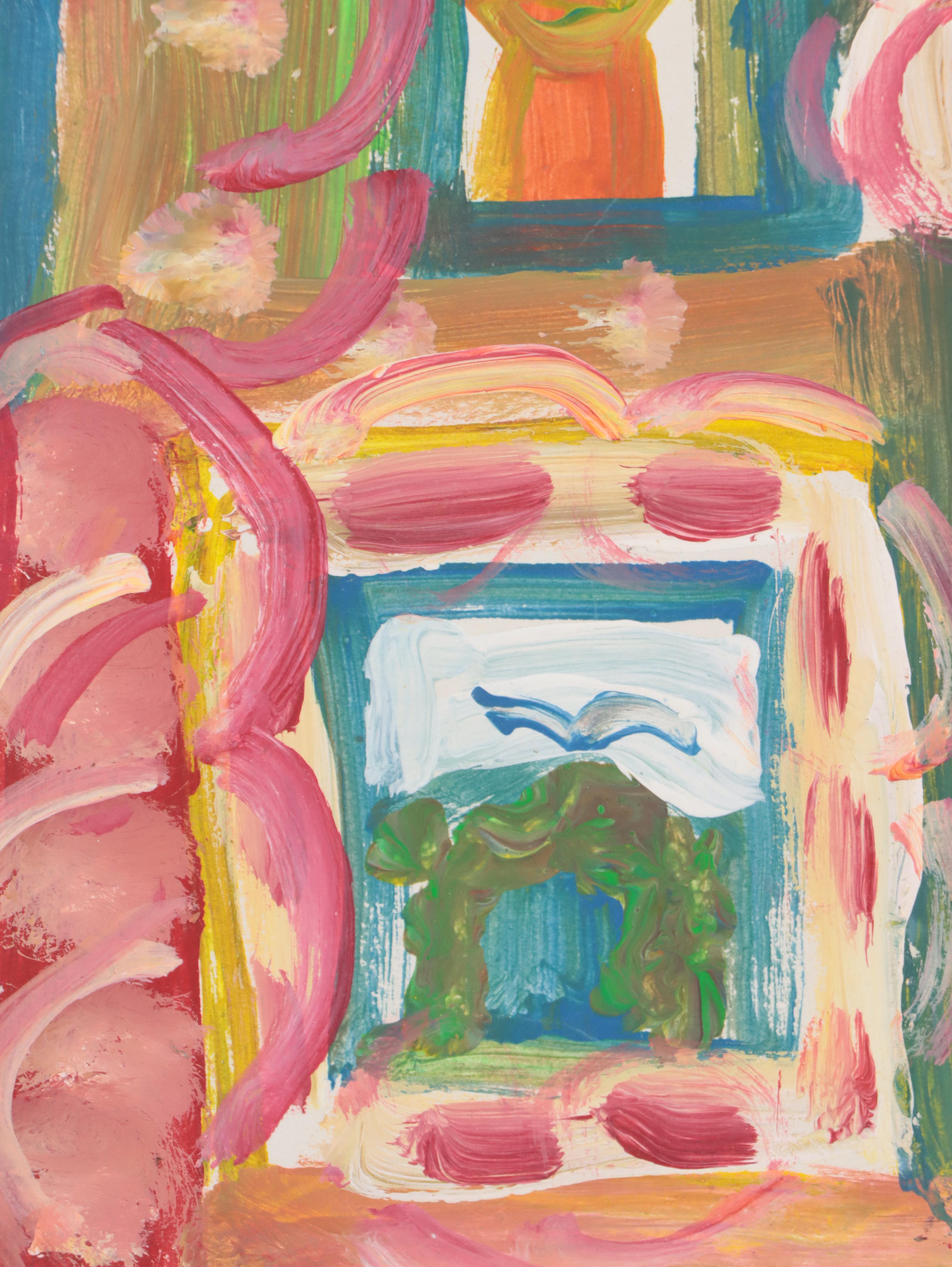 Robert Wright Acrylic Painting of a Folk Art Gallery Wall