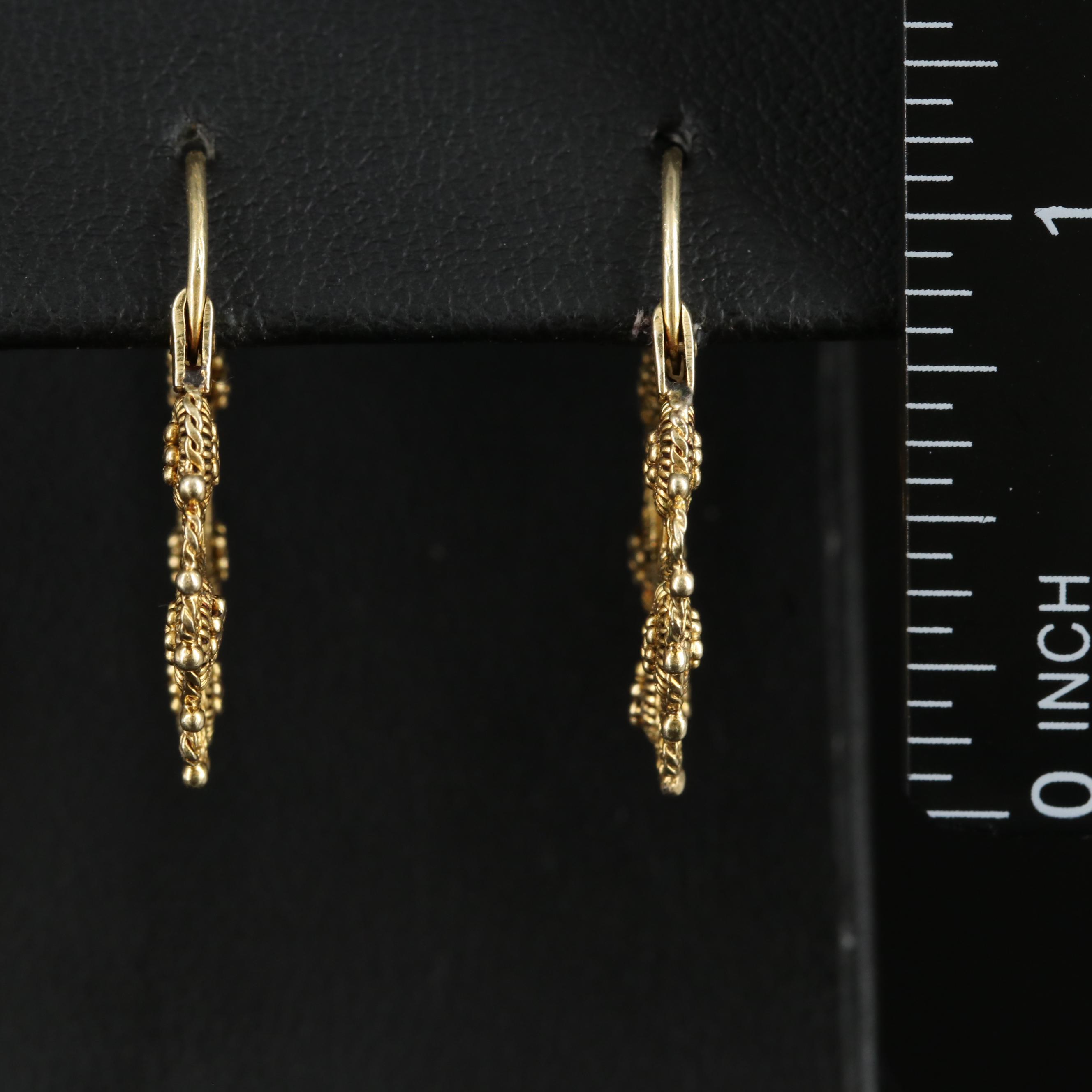 10K Cannetille Floral Hoop Earrings