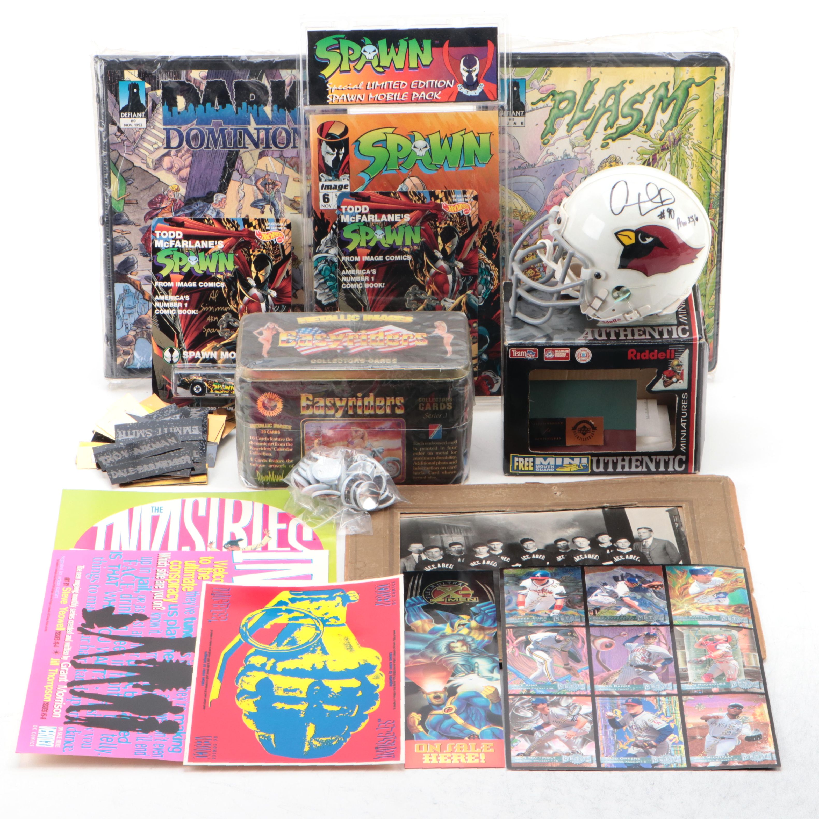 Al Simmons Signed Spawn Hot Wheels Car with Andre Wadsworth Mini Helmet, More