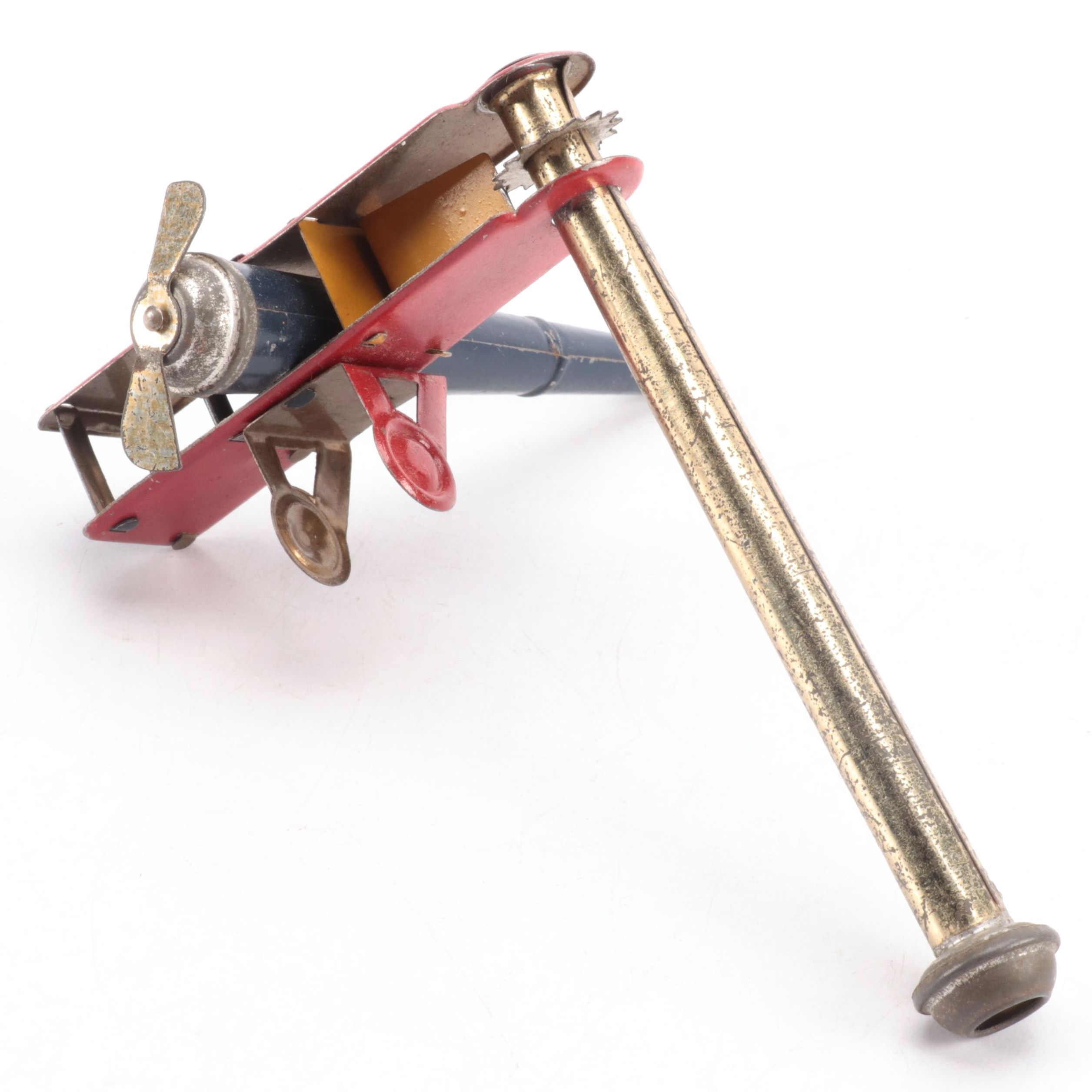 Tin Penny Tin Lithograph Bi-Plane Whistle, Early 20th Century