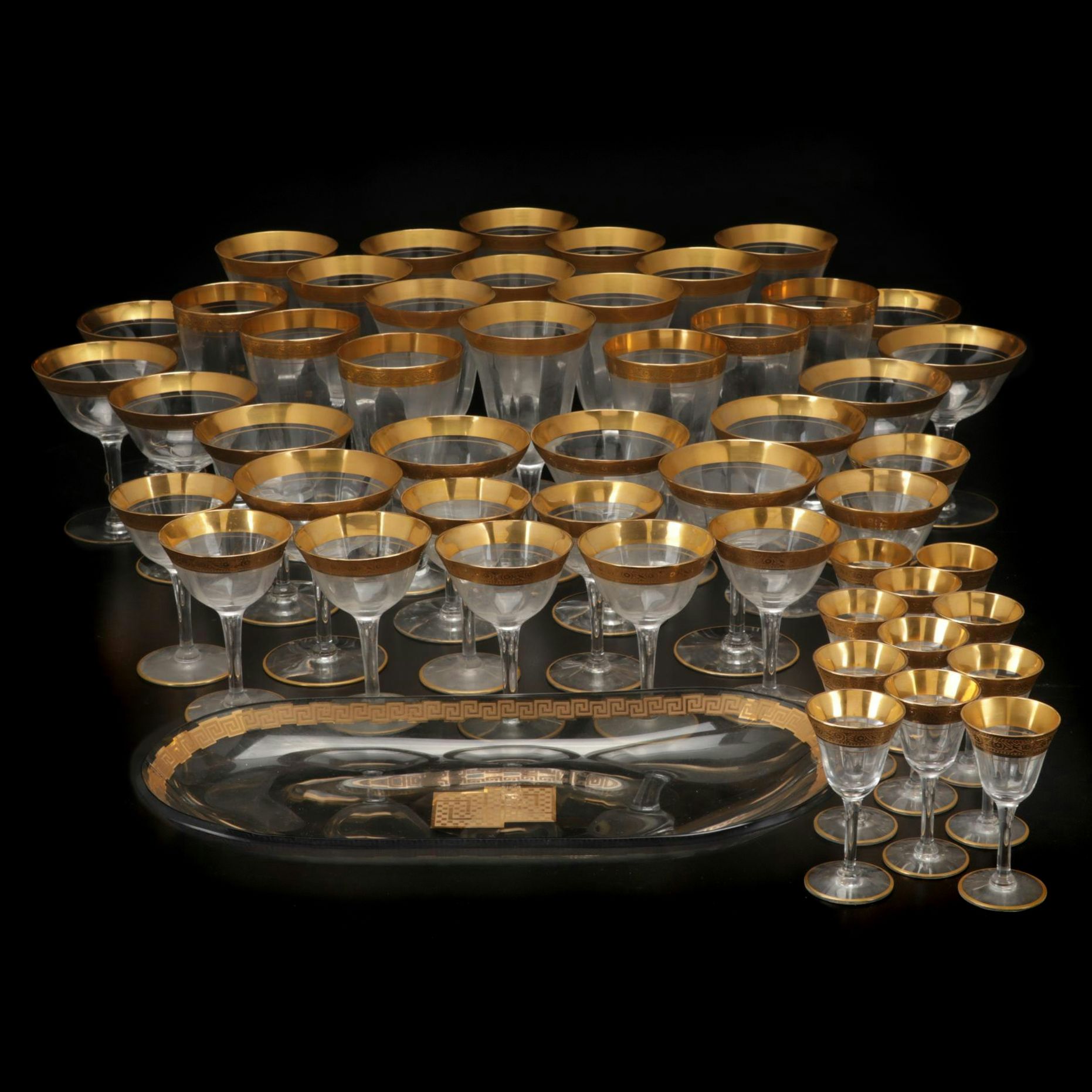 Tiffin-Franciscan "Minton" Gold Encrusted Glass Stemware and More