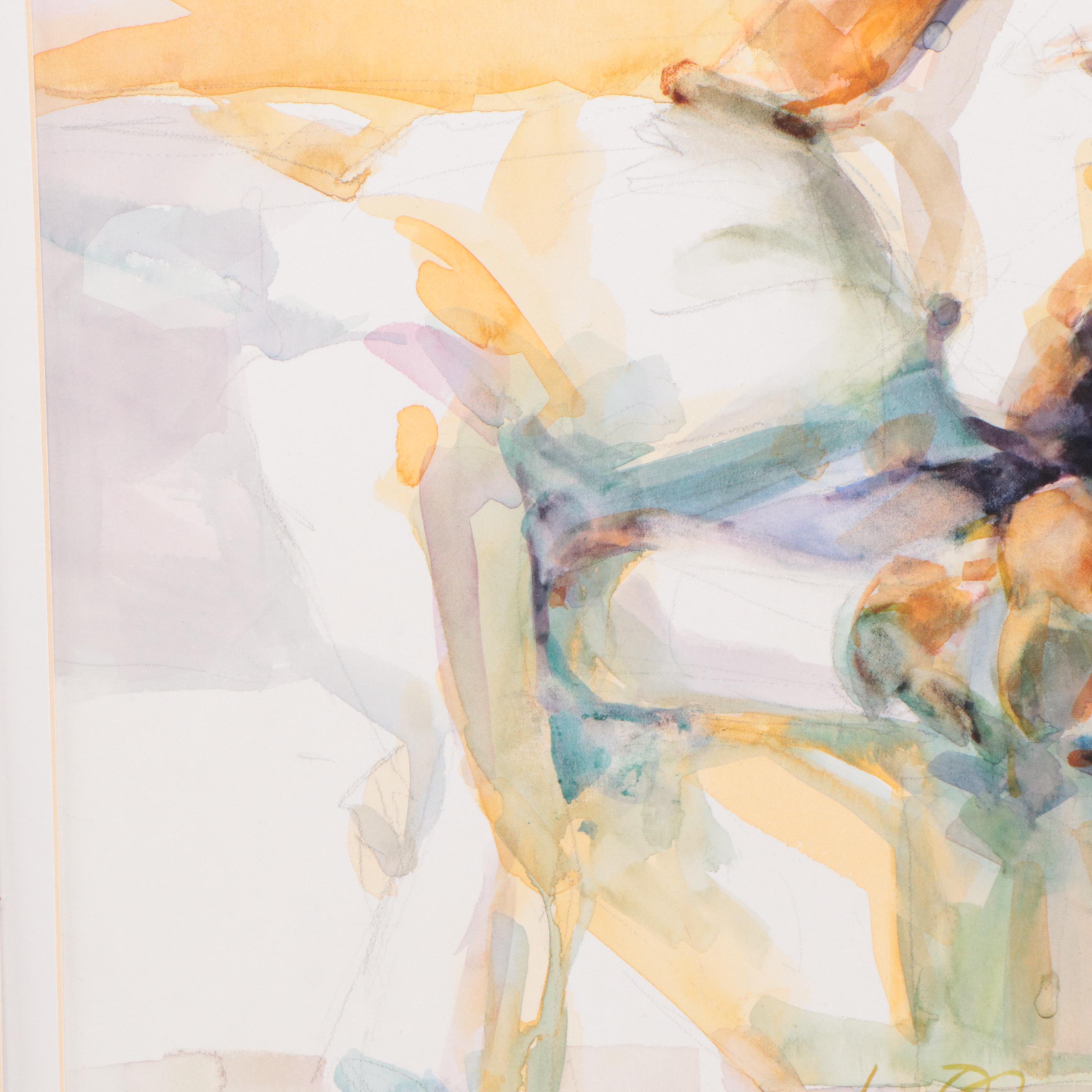 Barbara Zimmerman Watercolor Painting of Sleeping Labrador Retriever, 2019