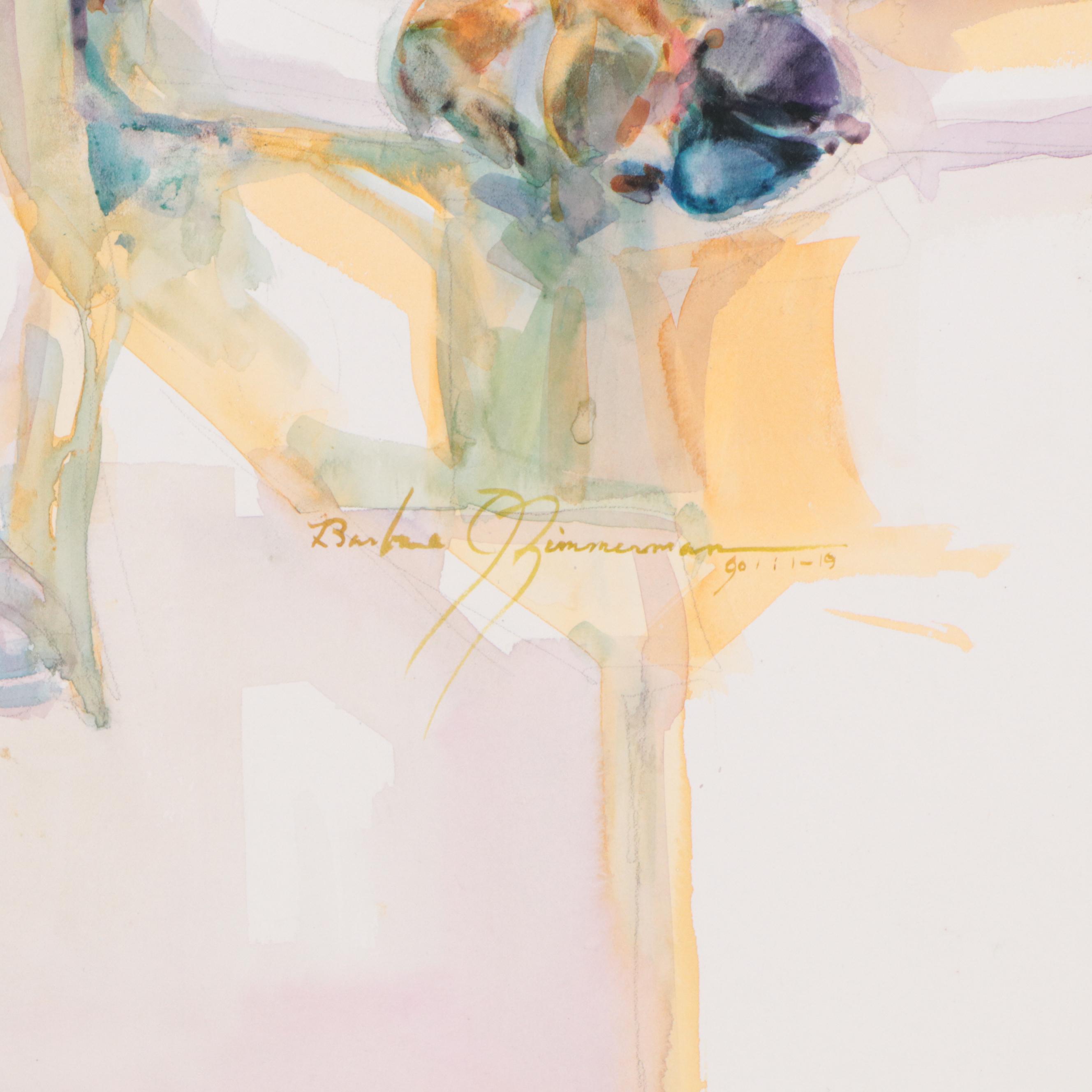 Barbara Zimmerman Watercolor Painting of Sleeping Labrador Retriever, 2019