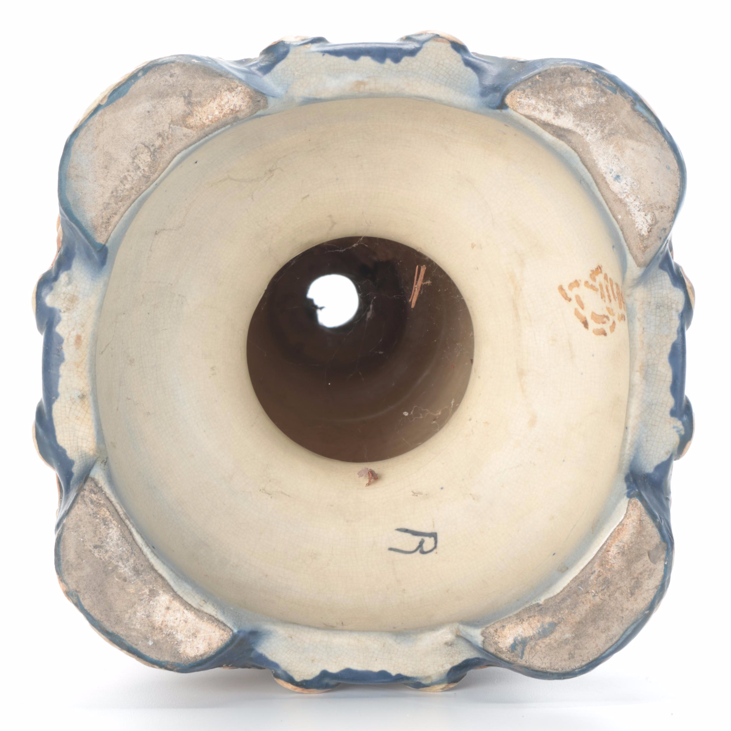 Weller Pottery Flemish Blue Ware Jardinière and Pedestal, Early 20th Century