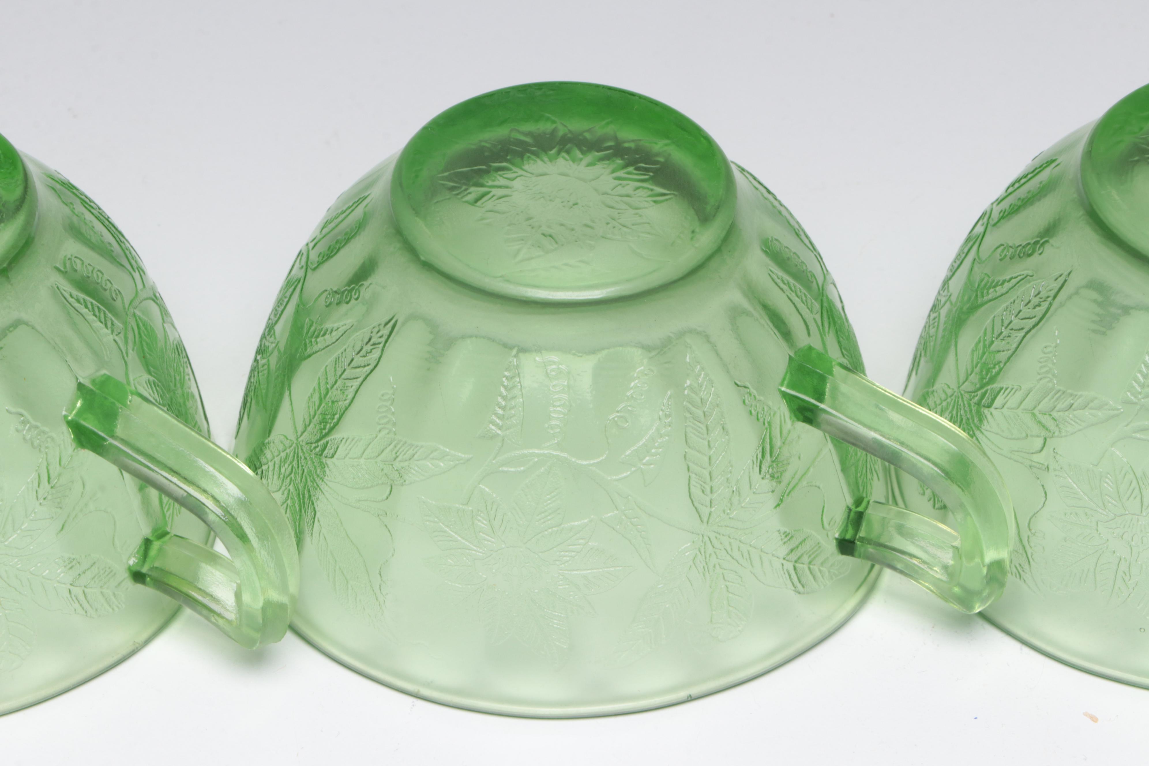 Vaseline Glass Collection with Other Depression and Green Glass