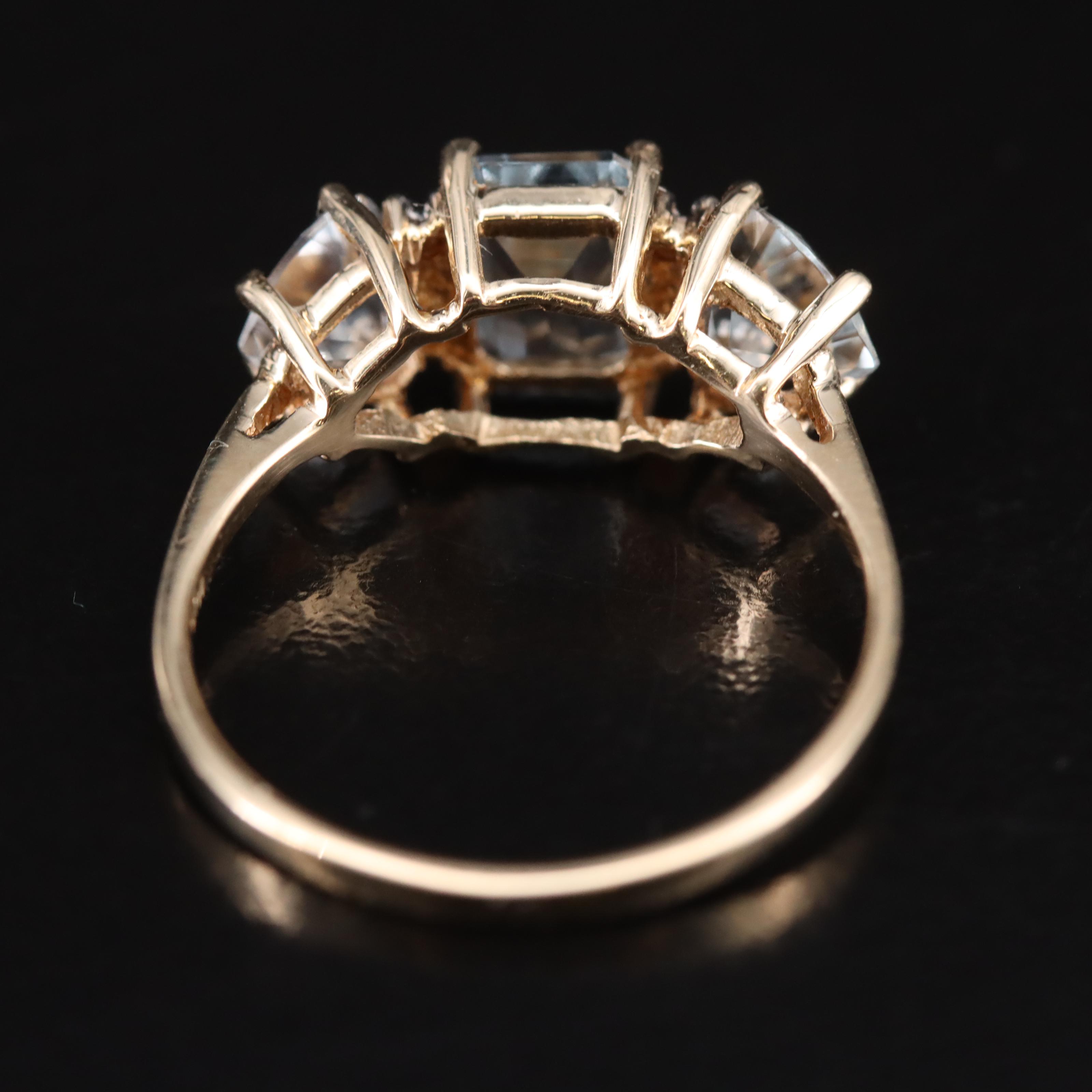 10K Aquamarine Three Stone Ring