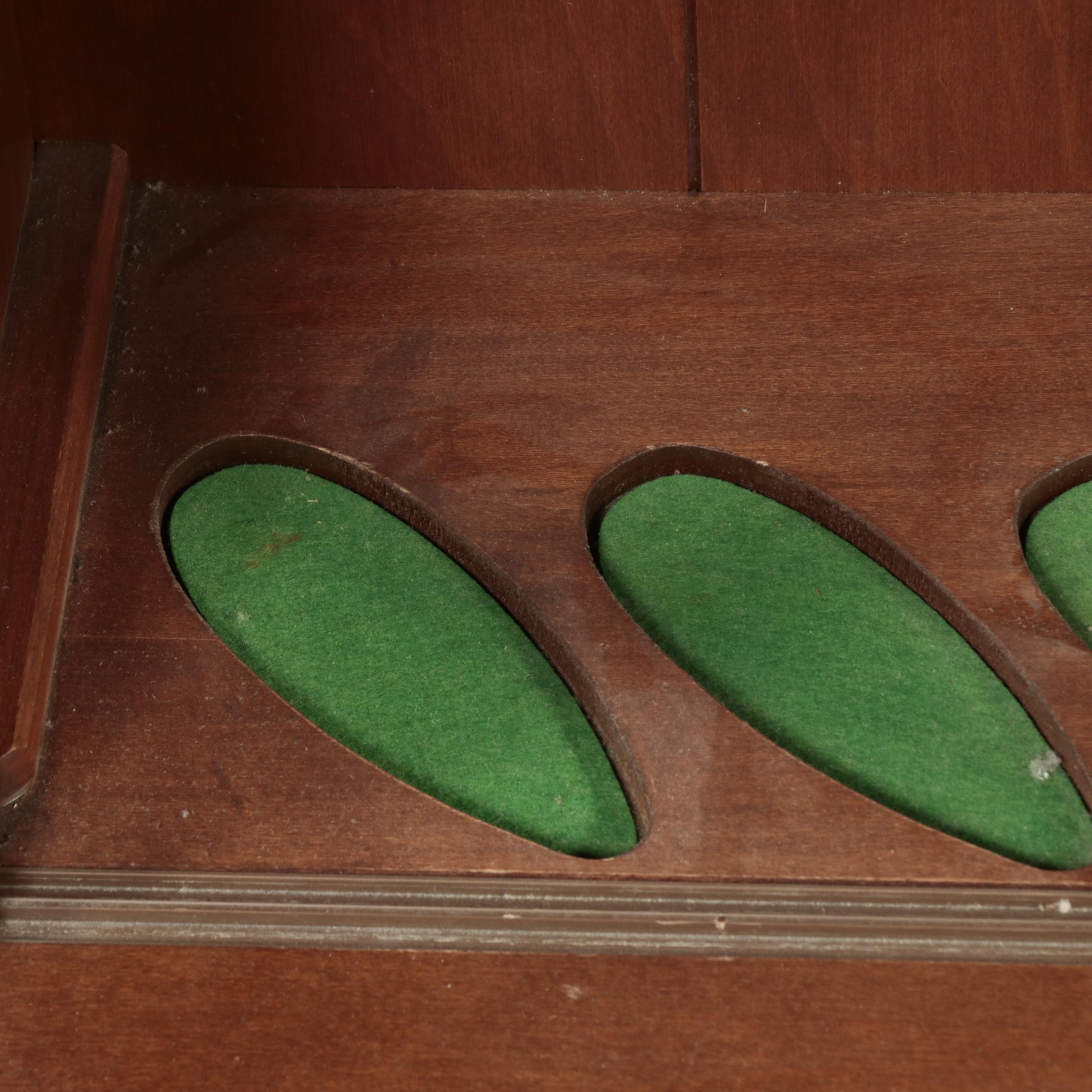 American Colonial Style Walnut-Finish Hardwood and Glass Gun Cabinet