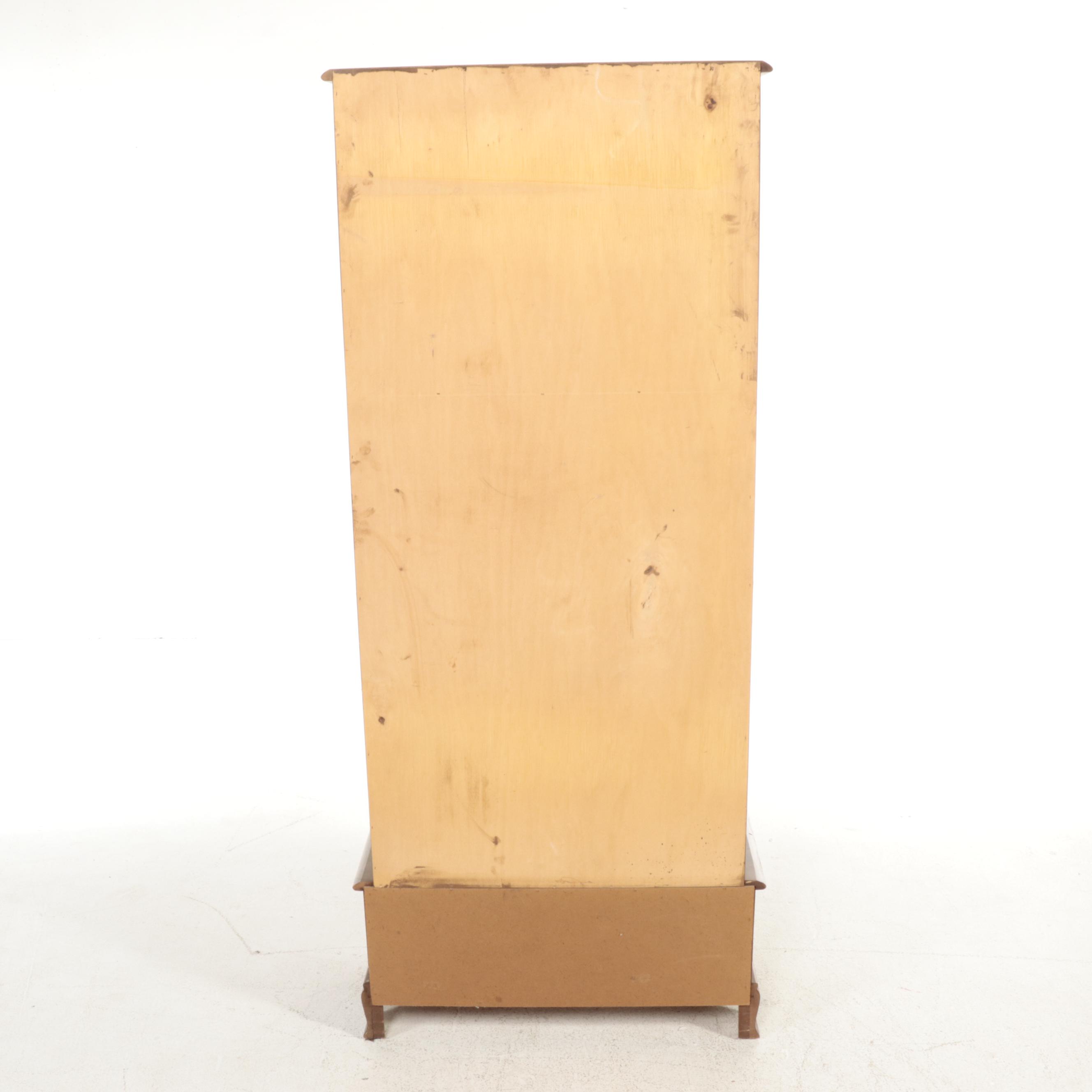 American Colonial Style Walnut-Finish Hardwood and Glass Gun Cabinet