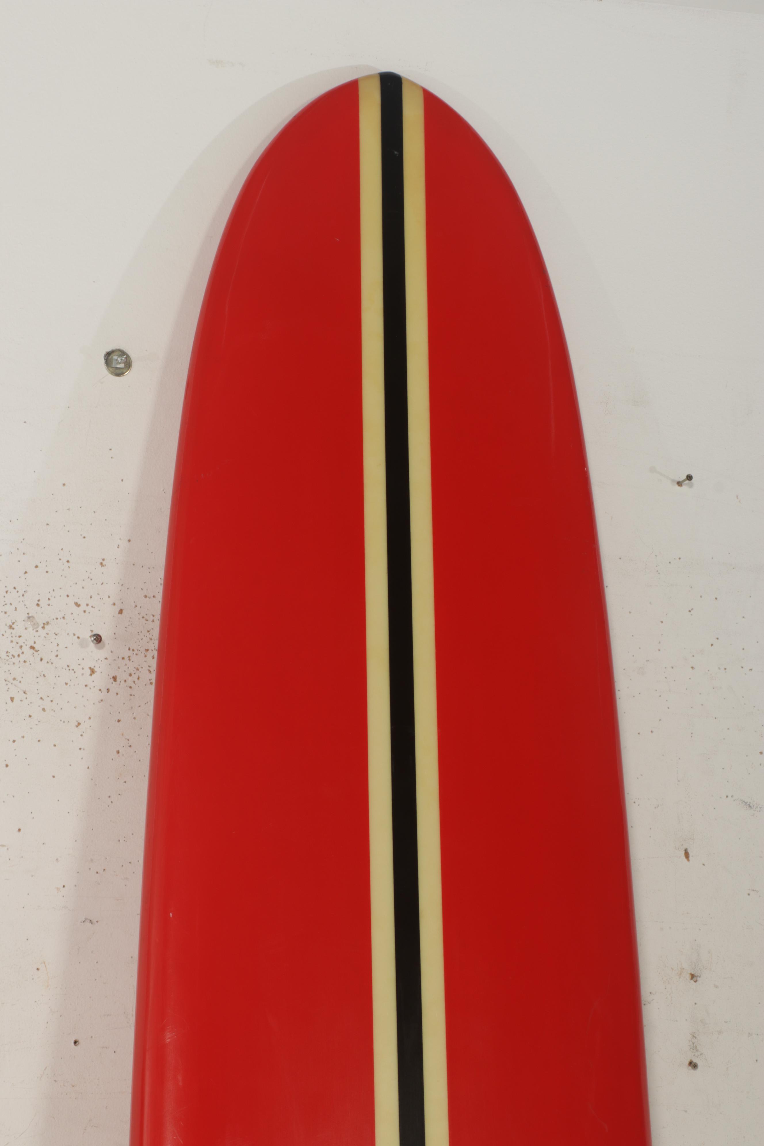 Malibu Custom Surfboards Striped Red Surfboard