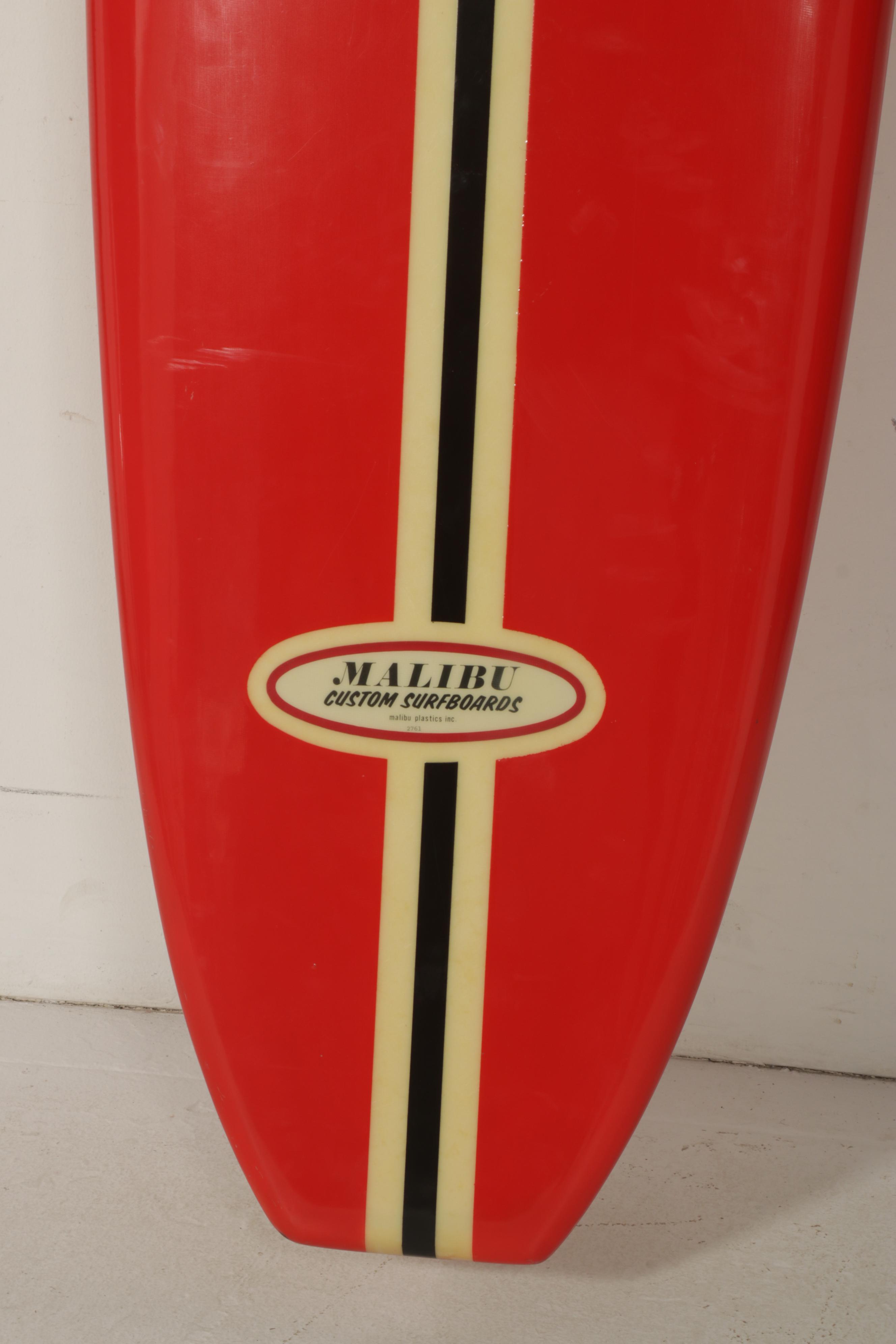 Malibu Custom Surfboards Striped Red Surfboard