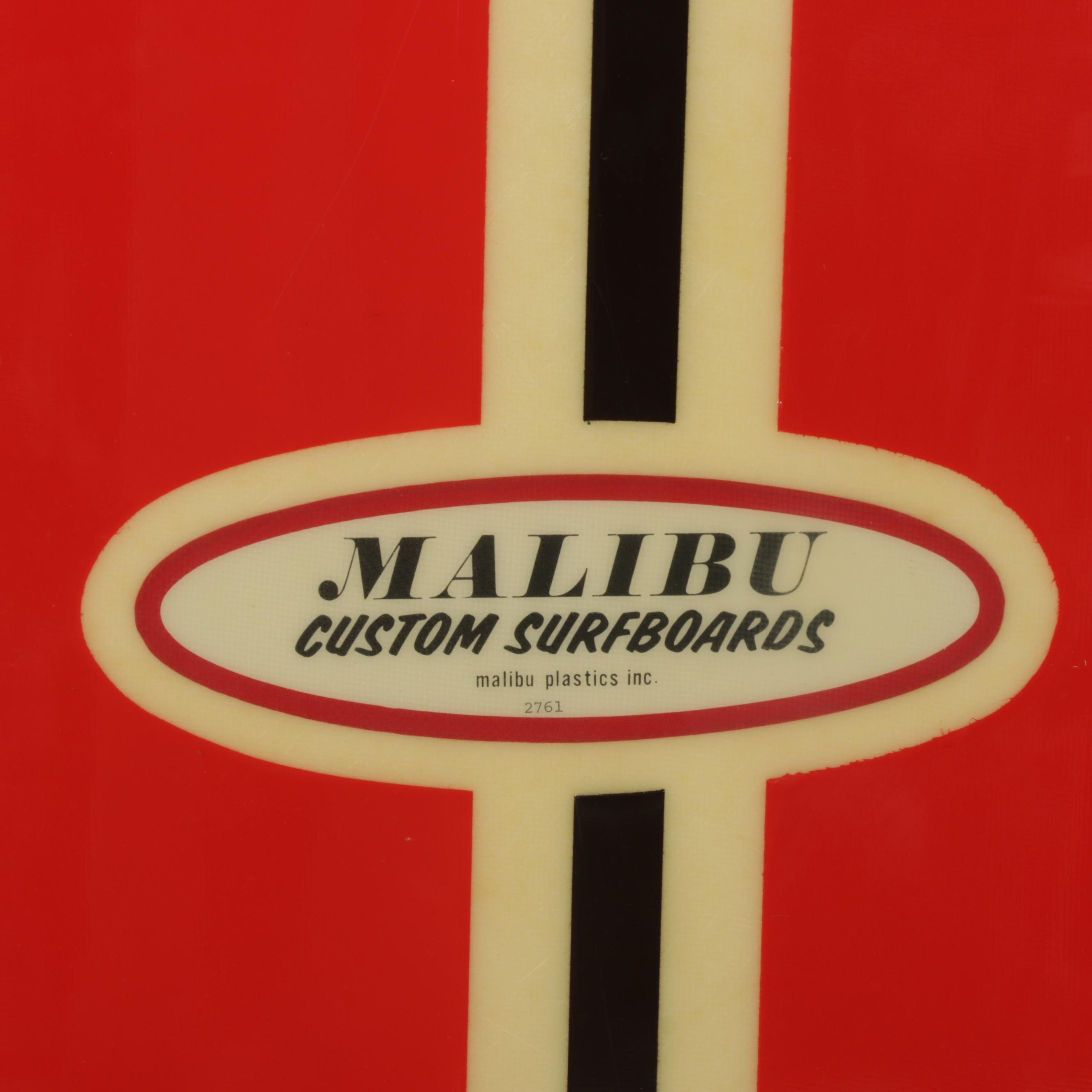 Malibu Custom Surfboards Striped Red Surfboard