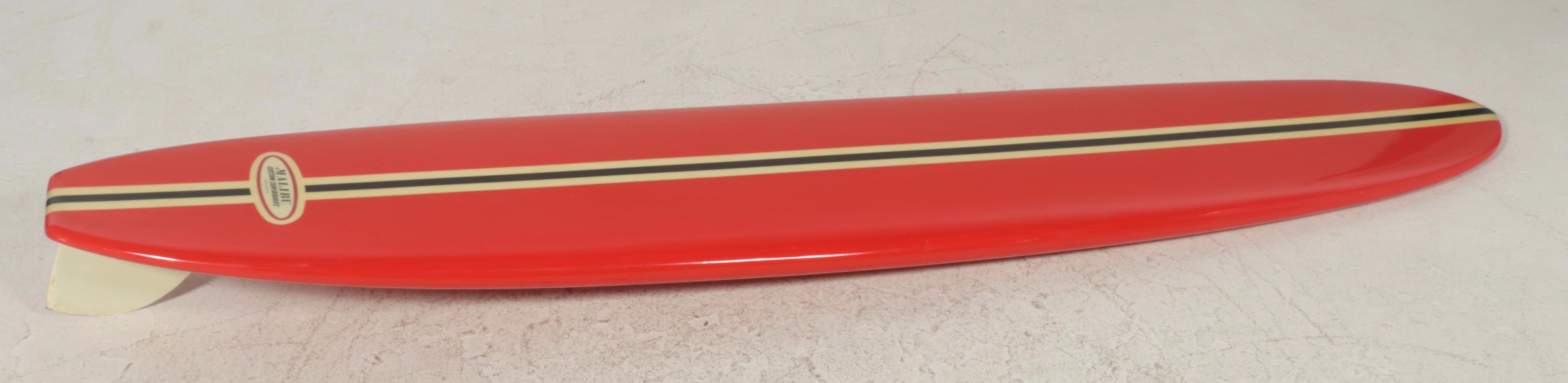 Malibu Custom Surfboards Striped Red Surfboard