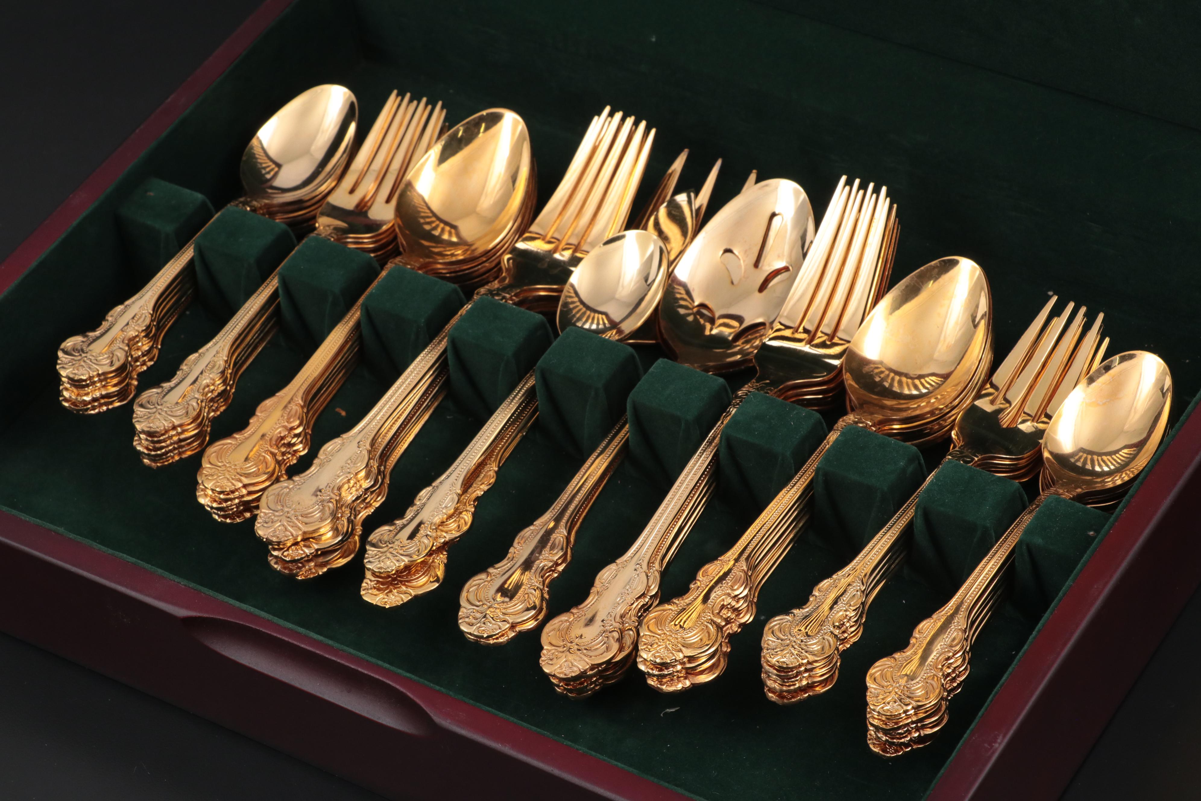 Gold Plated Cambridge Stainless Steel Flatware Set