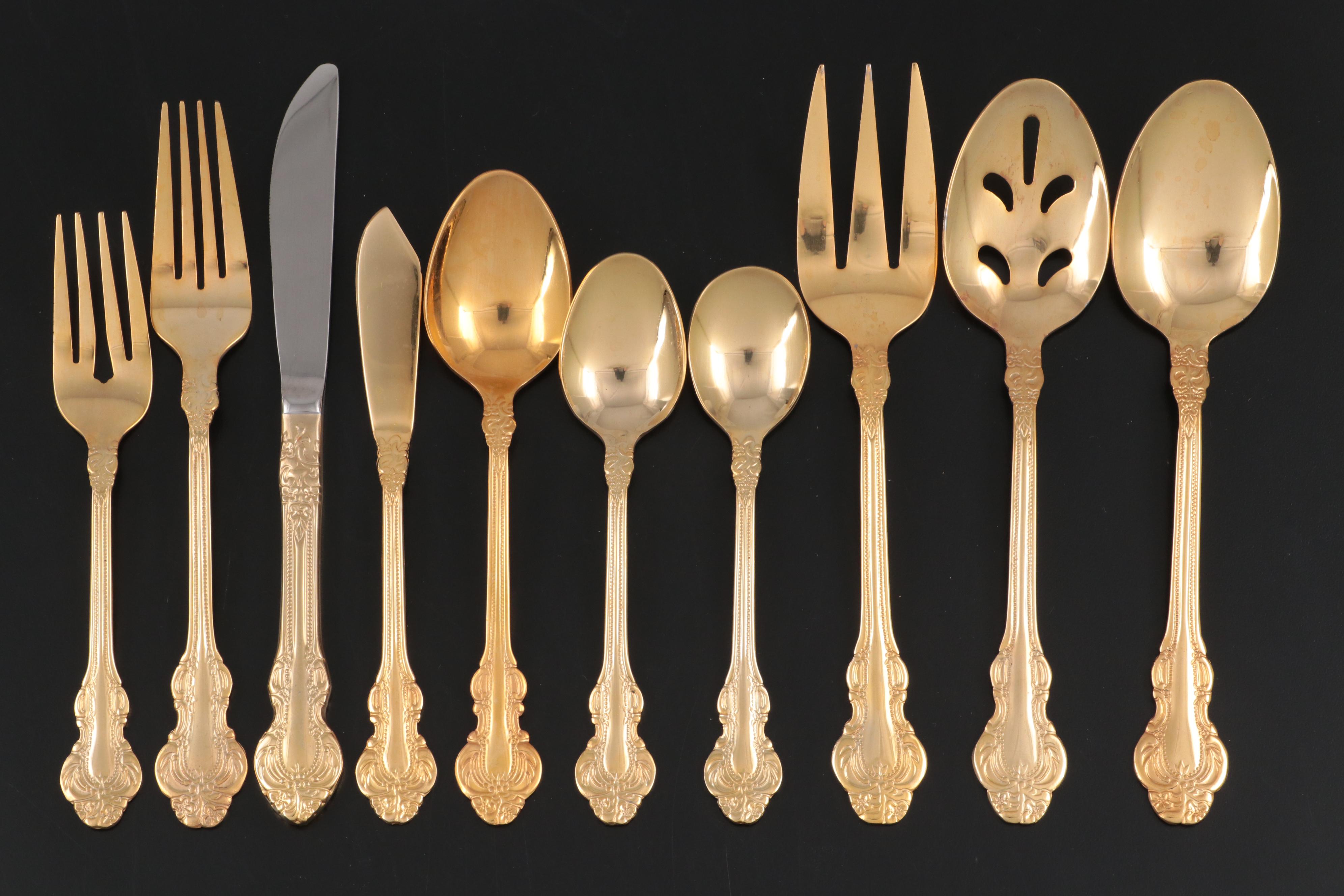 Gold Plated Cambridge Stainless Steel Flatware Set