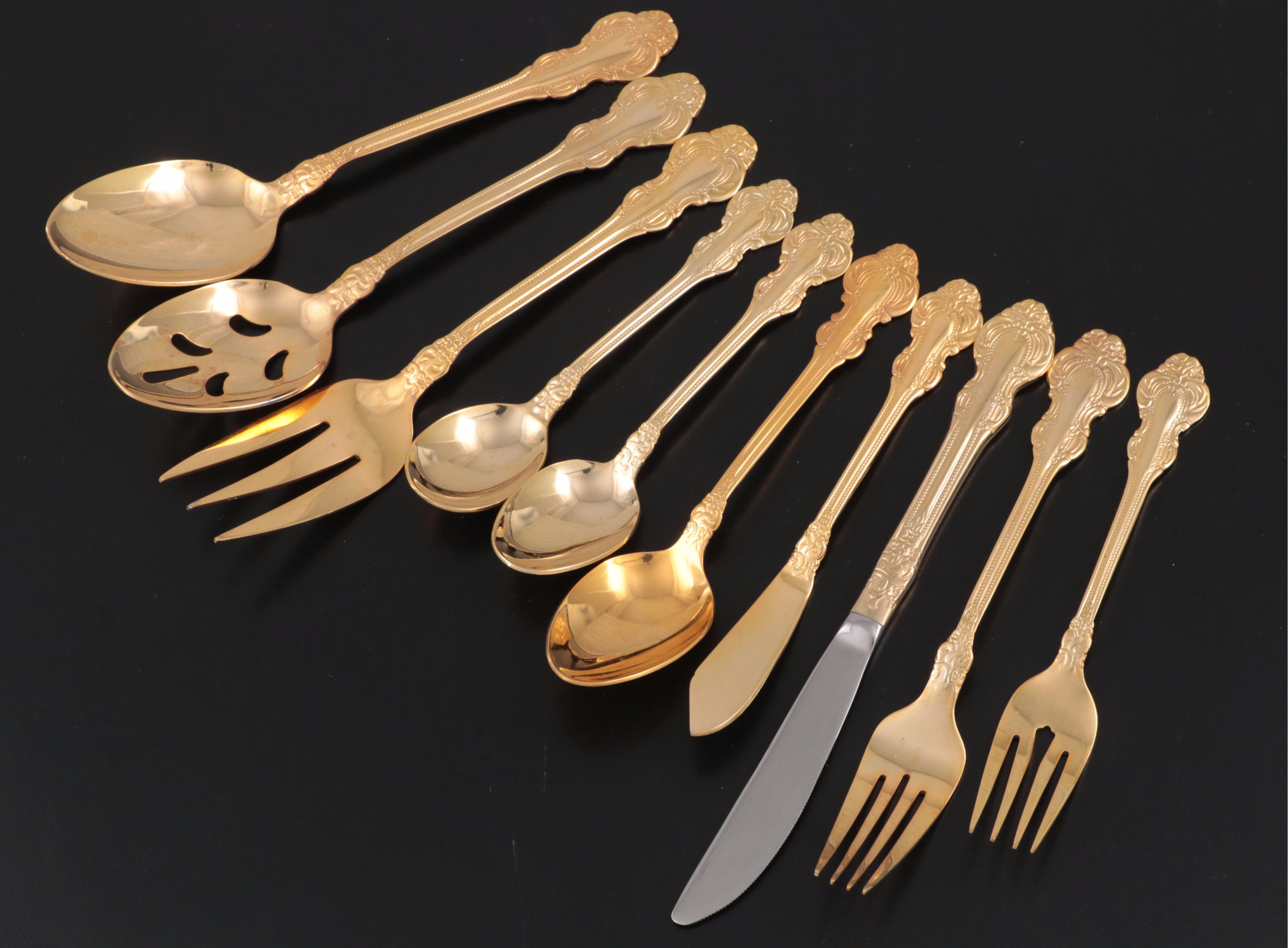 Gold Plated Cambridge Stainless Steel Flatware Set