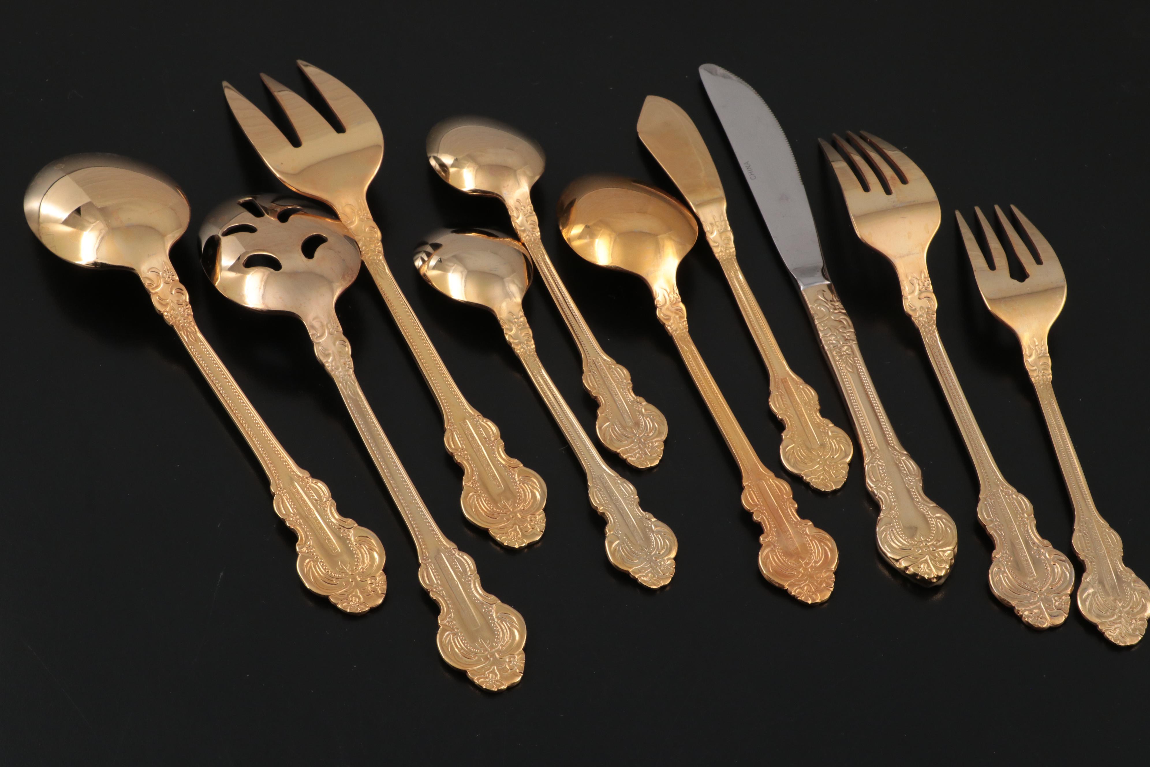 Gold Plated Cambridge Stainless Steel Flatware Set