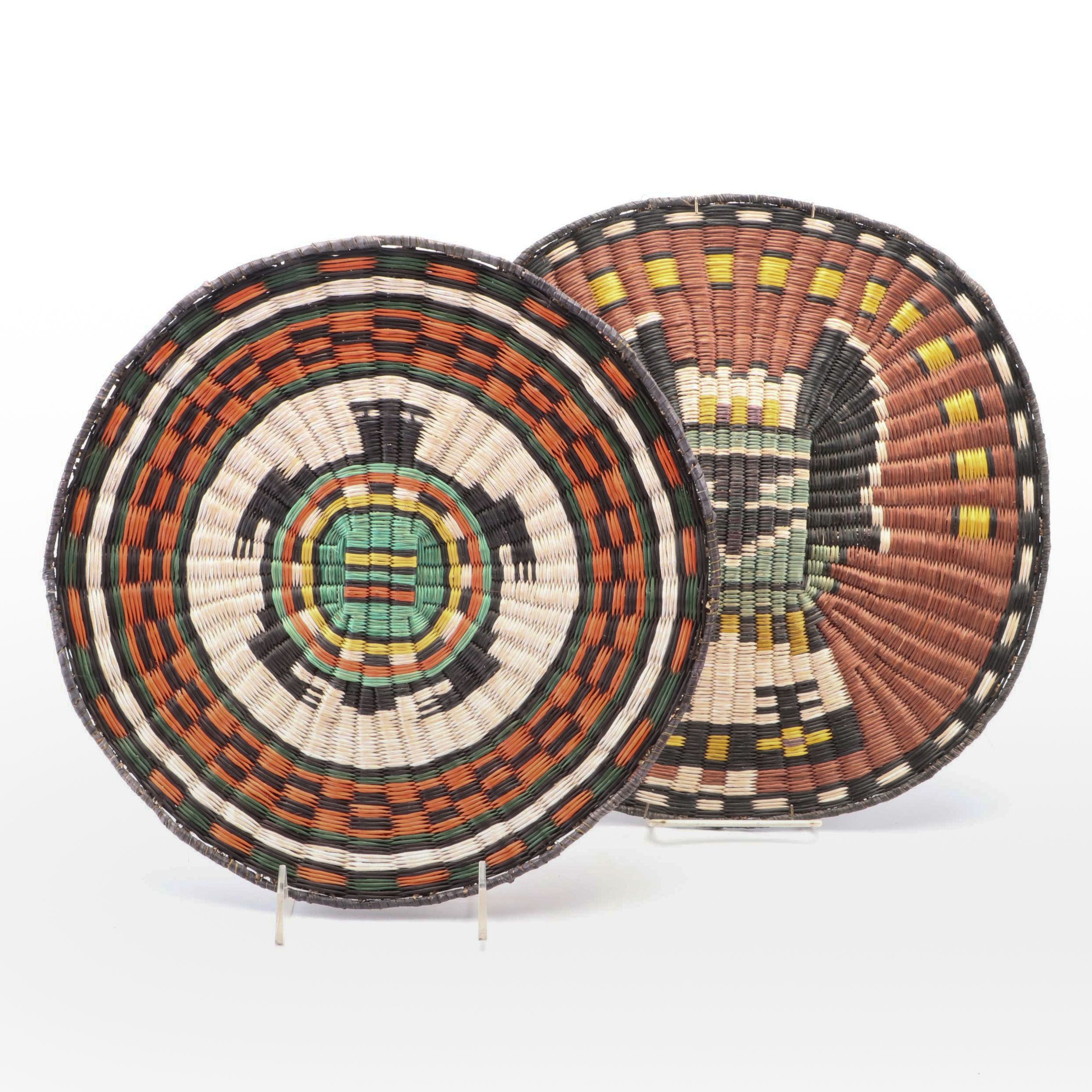 Hopi Crow Mother and Turtle Wicker Weave Wall Plaques