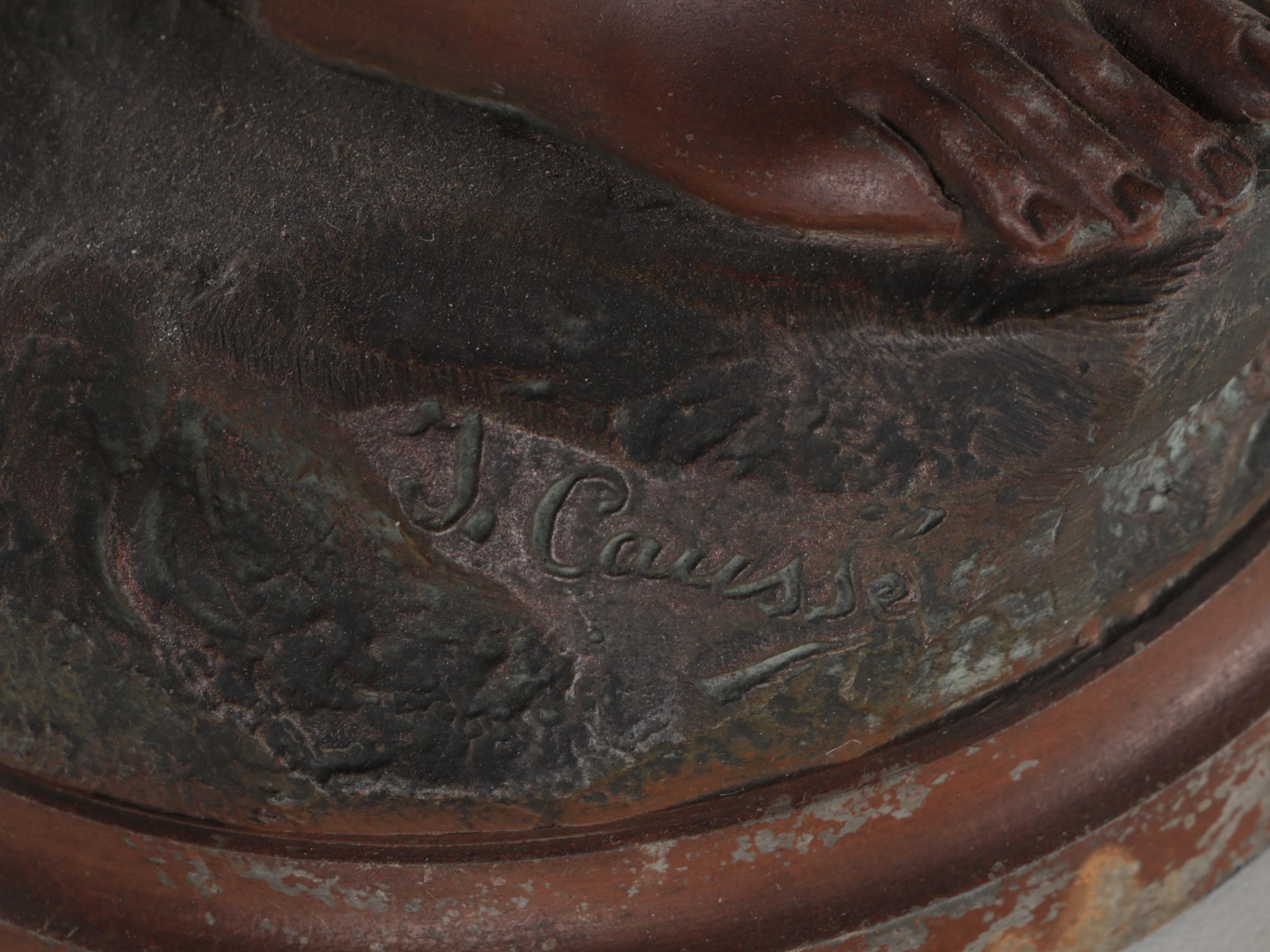 Art Nouveau Style Spelter Figural Baluster Lamp After Julien Caussé