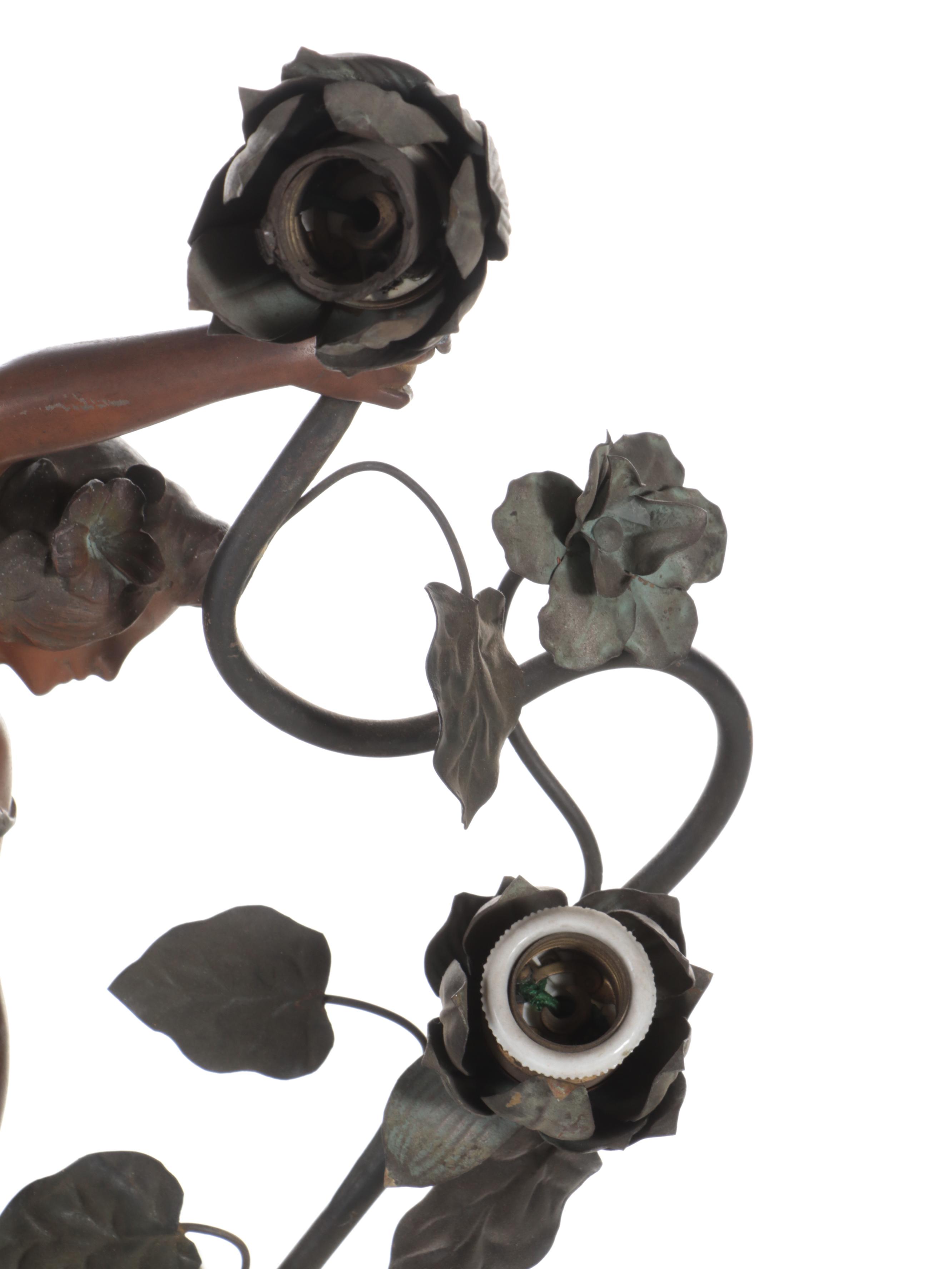 Art Nouveau Style Spelter Figural Baluster Lamp After Julien Caussé