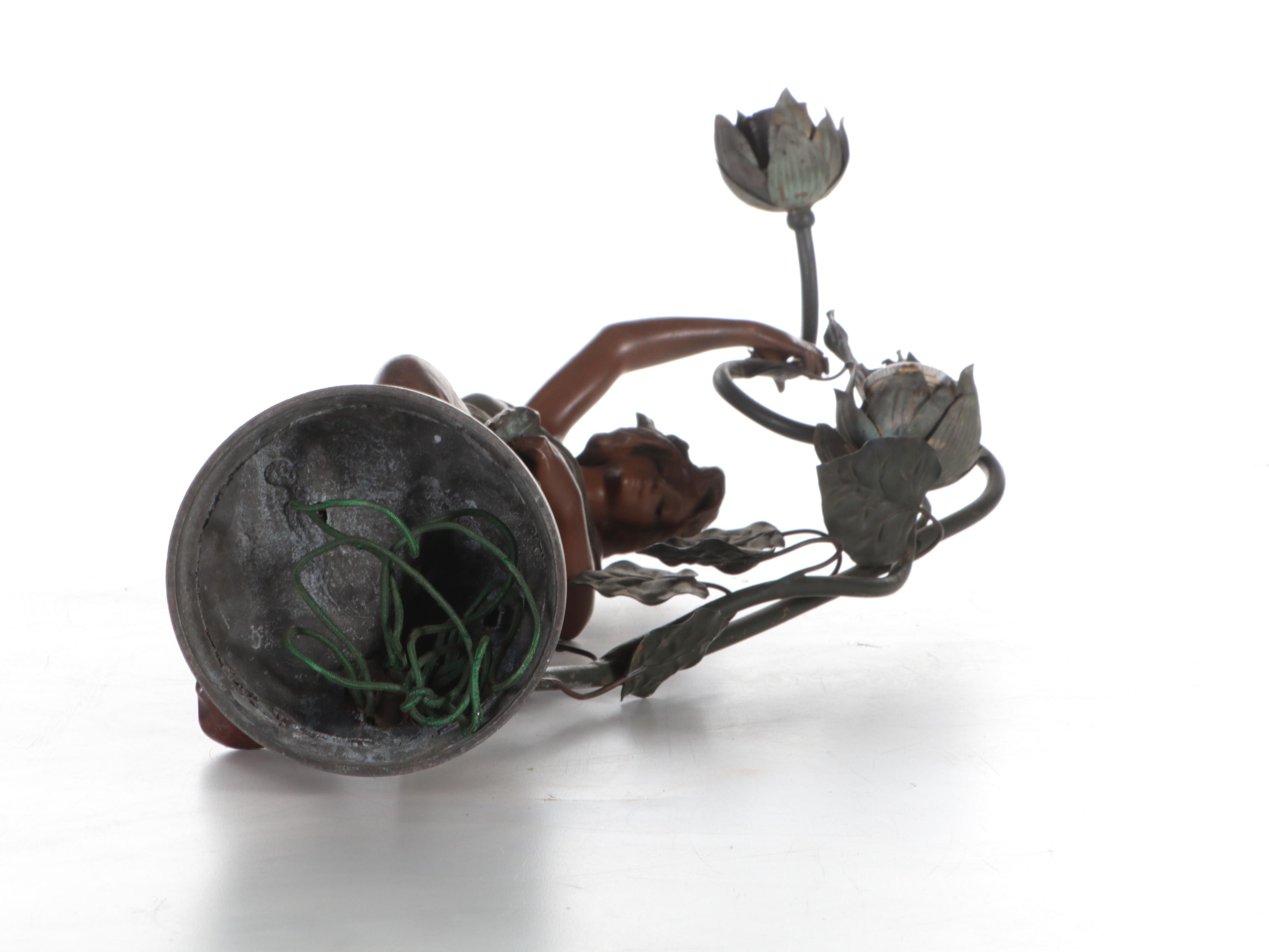 Art Nouveau Style Spelter Figural Baluster Lamp After Julien Caussé