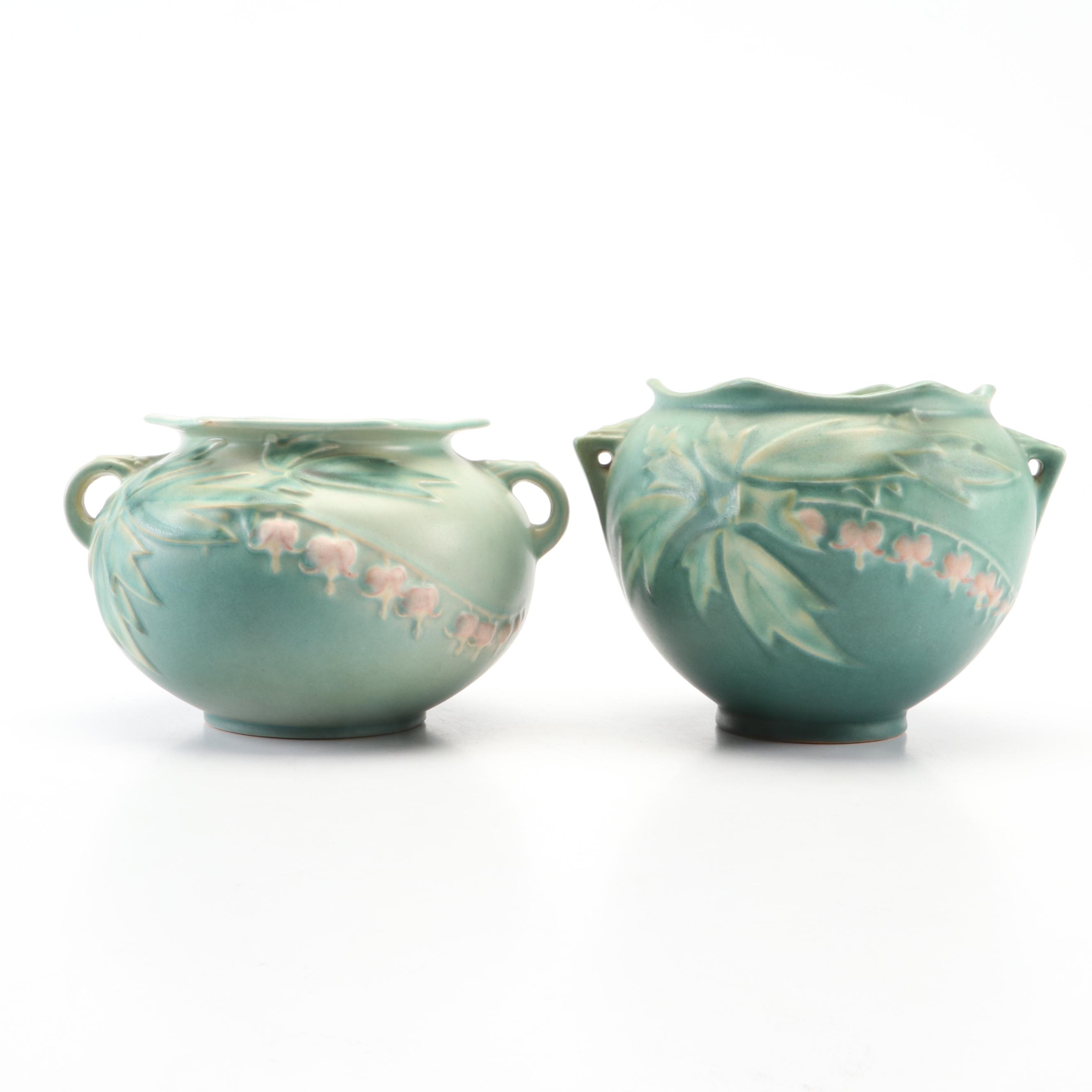 Roseville Pottery "Bleeding Heart" Ceramic Rose Bowls and Ewer