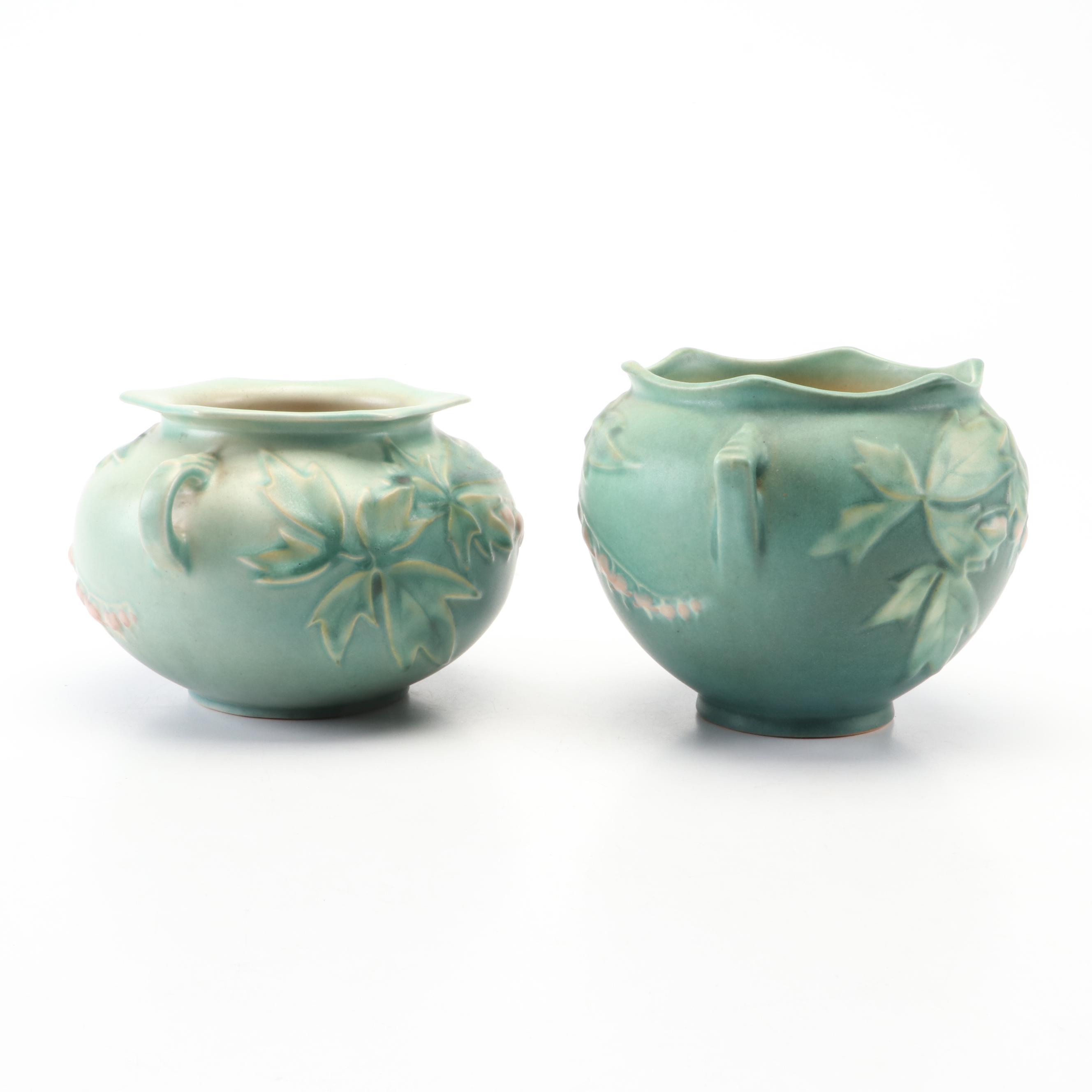 Roseville Pottery "Bleeding Heart" Ceramic Rose Bowls and Ewer