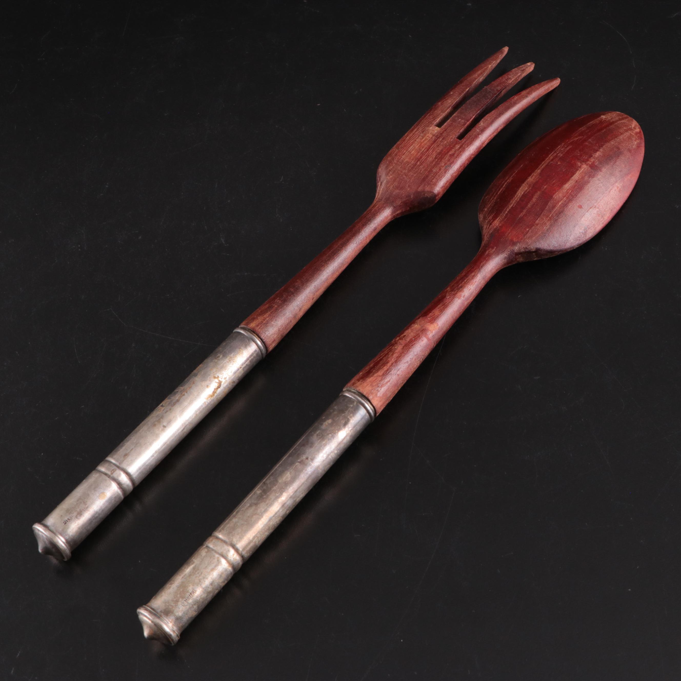 Kirk Repousse and Other Sterling Handled Salad Sets and Stainless Salad Set