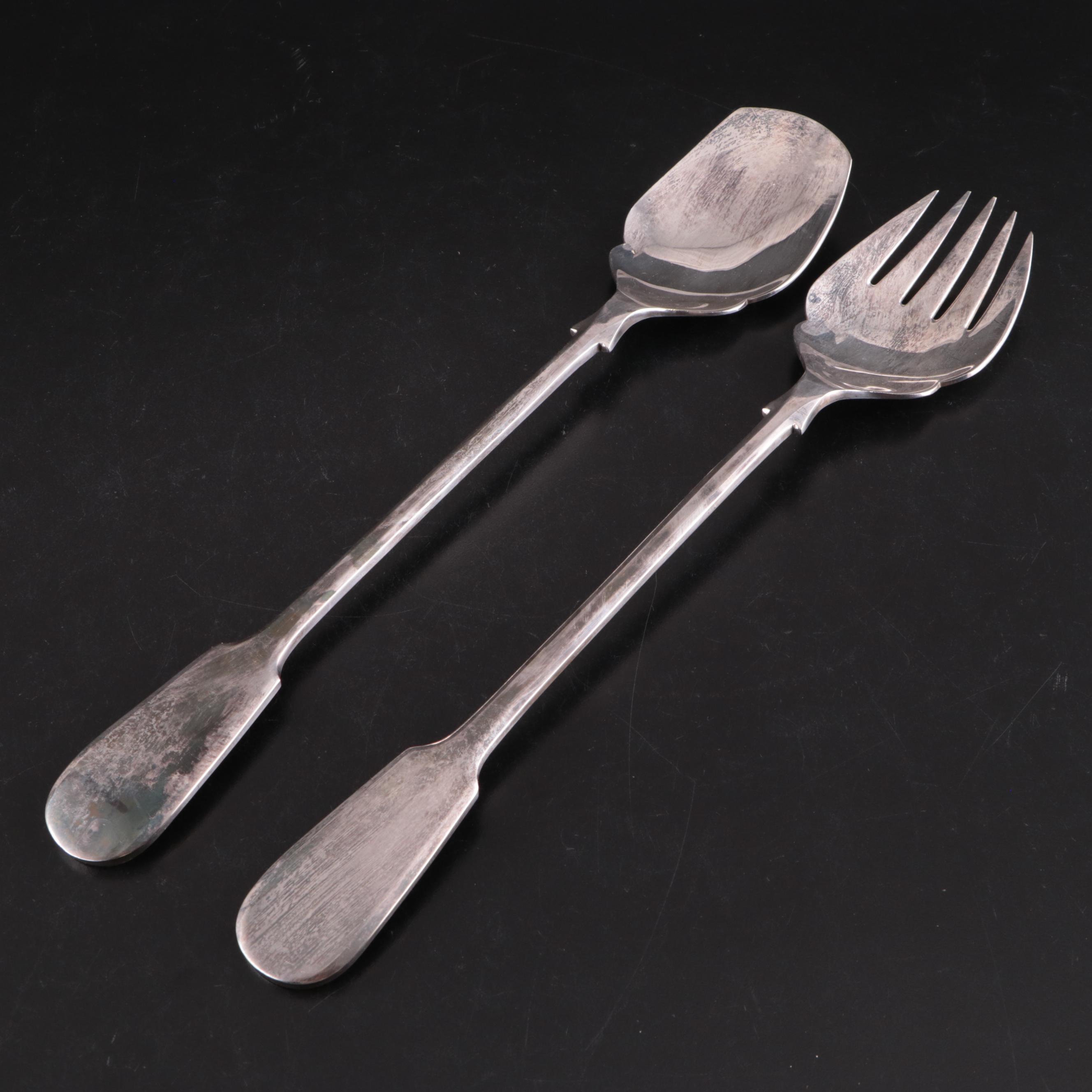 Kirk Repousse and Other Sterling Handled Salad Sets and Stainless Salad Set