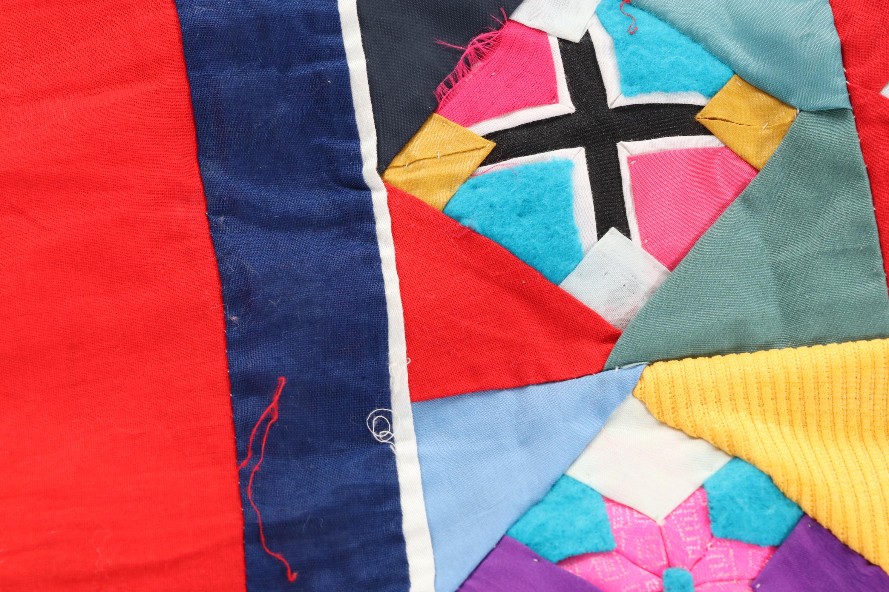 Chinese Embroidered and Appliqued  "Bai Jia Bei" One Hundred Families Quilt