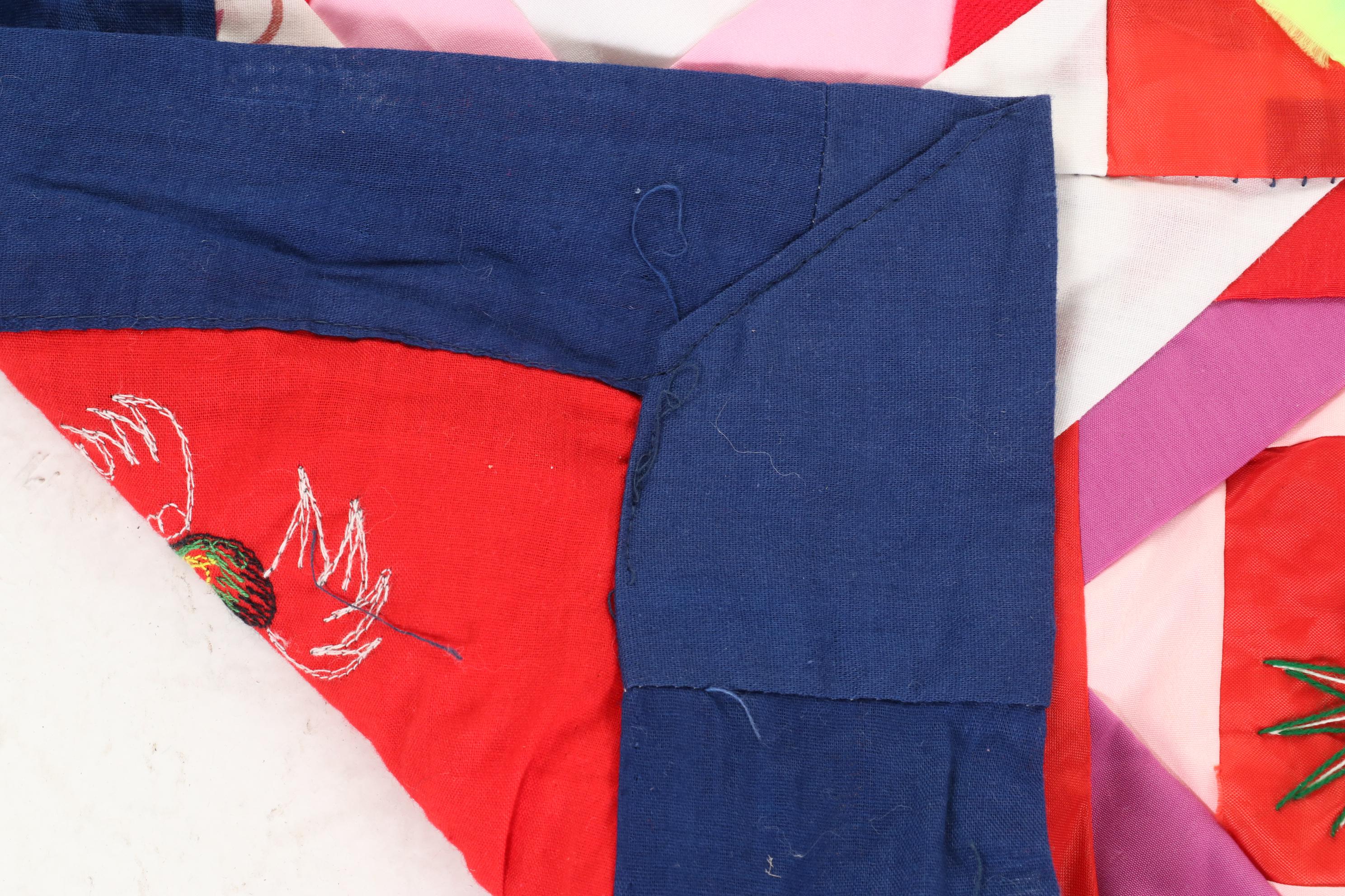 Chinese Embroidered and Appliqued  "Bai Jia Bei" One Hundred Families Quilt