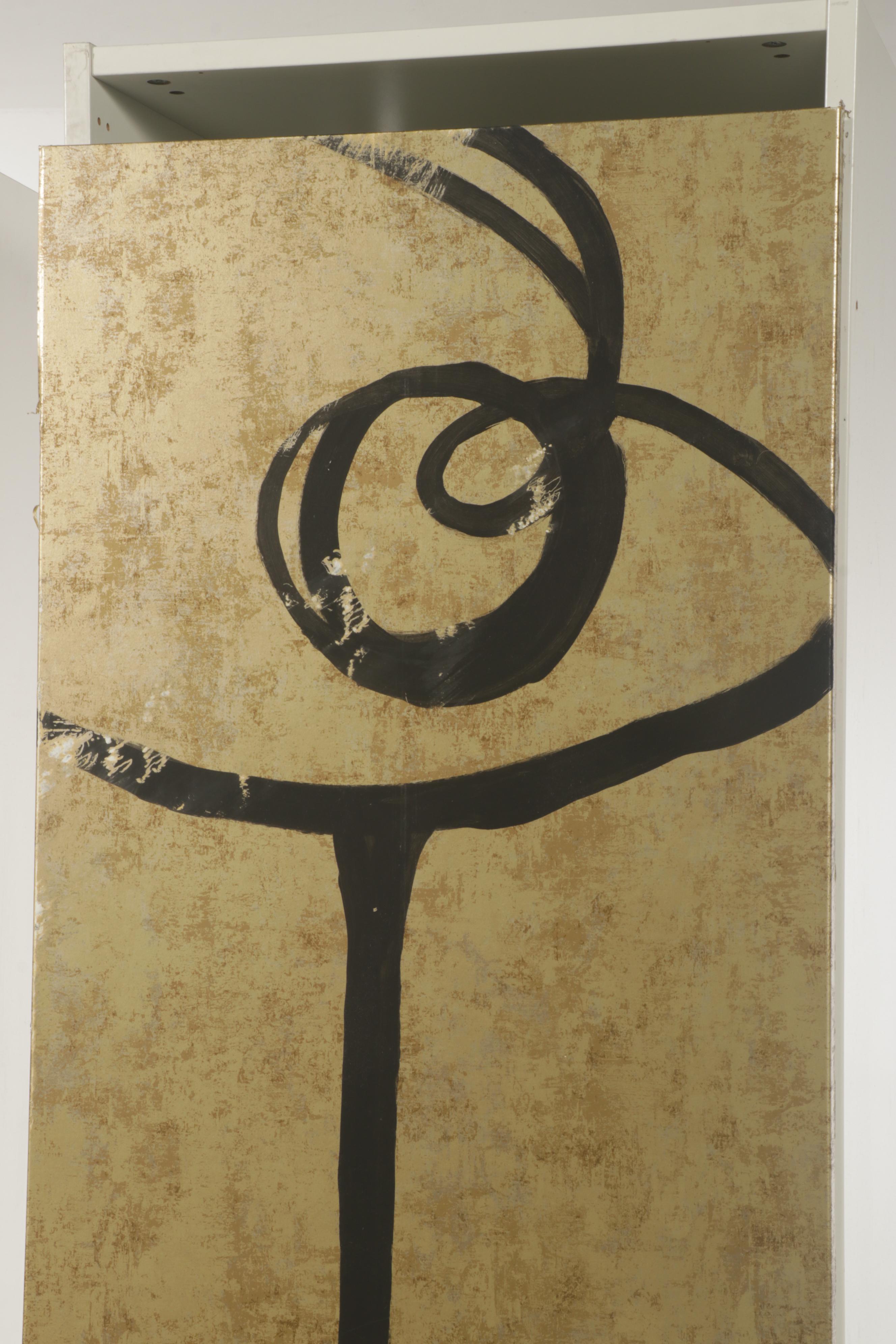 Vinyl Laminated Wardrobe Cabinets with Metallic Graphic Wrap and Cobra Handle