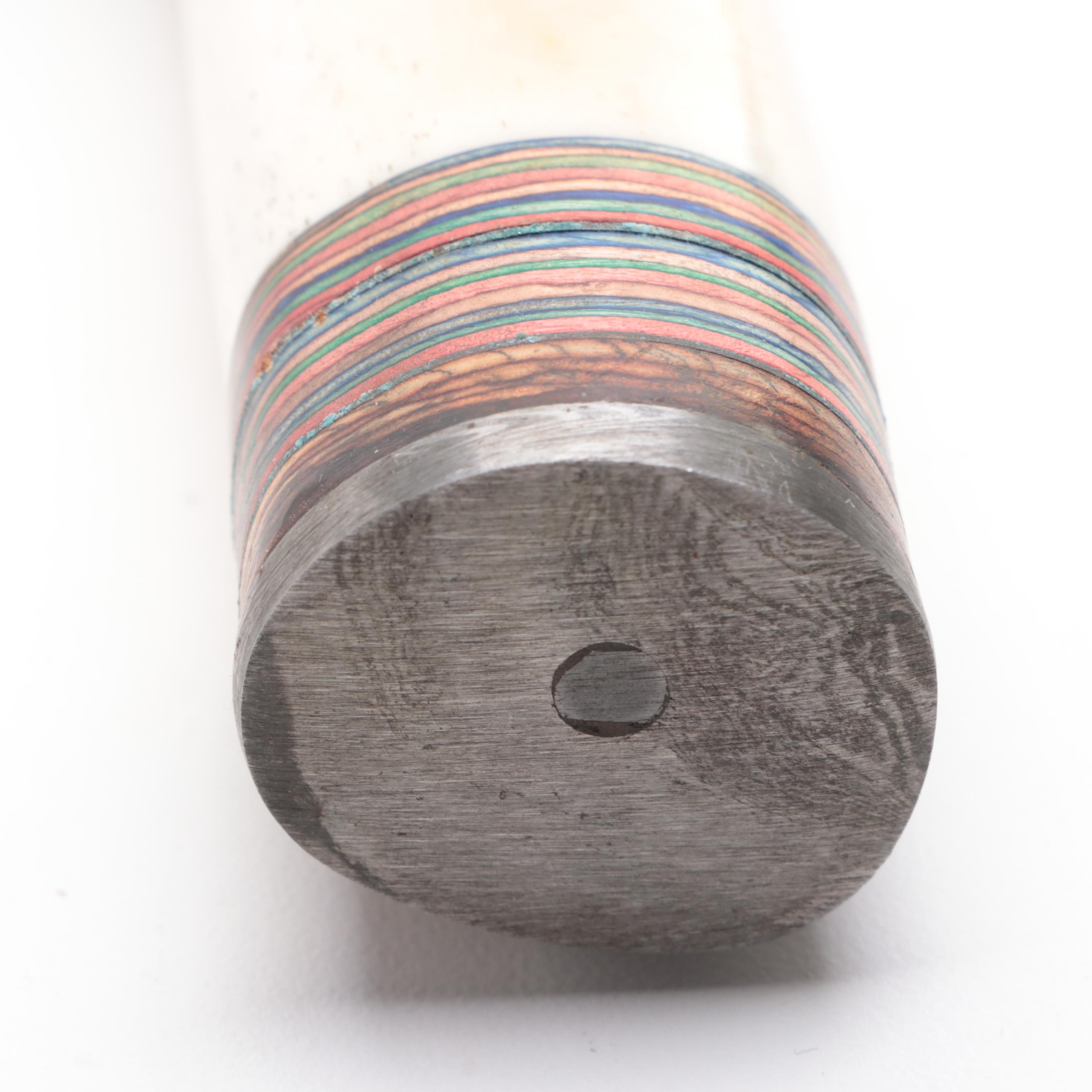 Bone Handled and Damascus Steel Dagger with Leather Scabbard