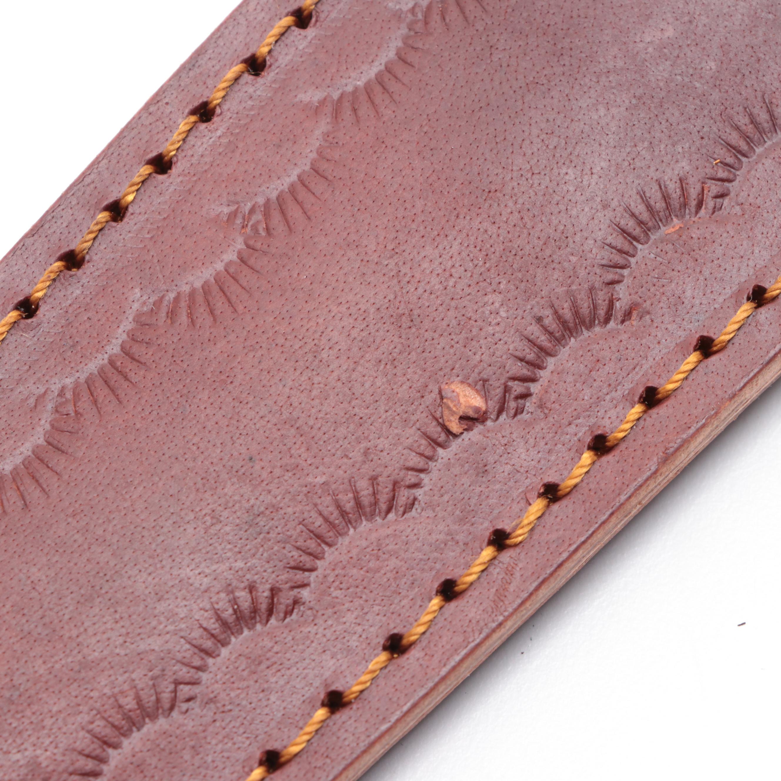 Bone Handled and Damascus Steel Dagger with Leather Scabbard