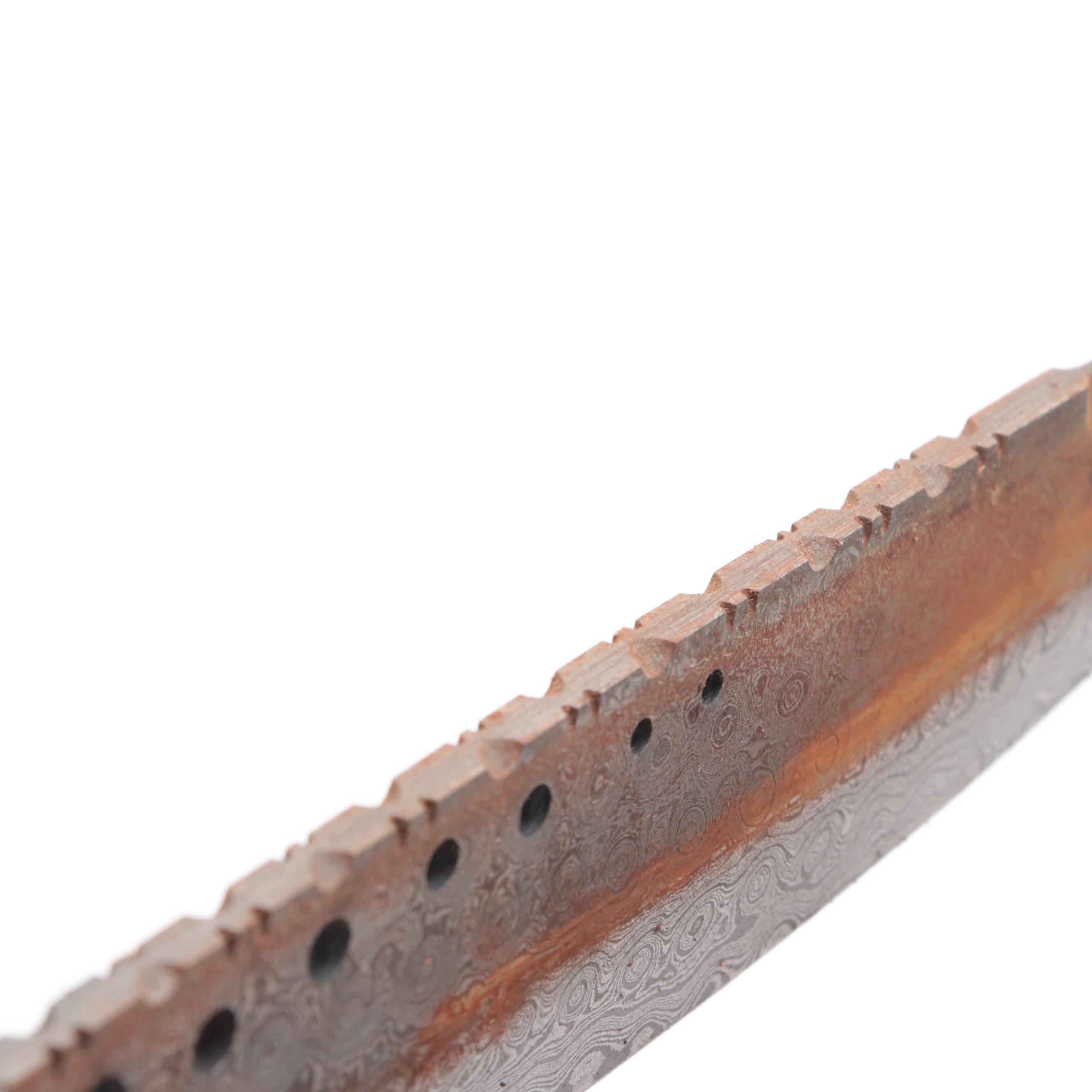 Damascus Steel Fixed Blade Knife with Leather Scabbard