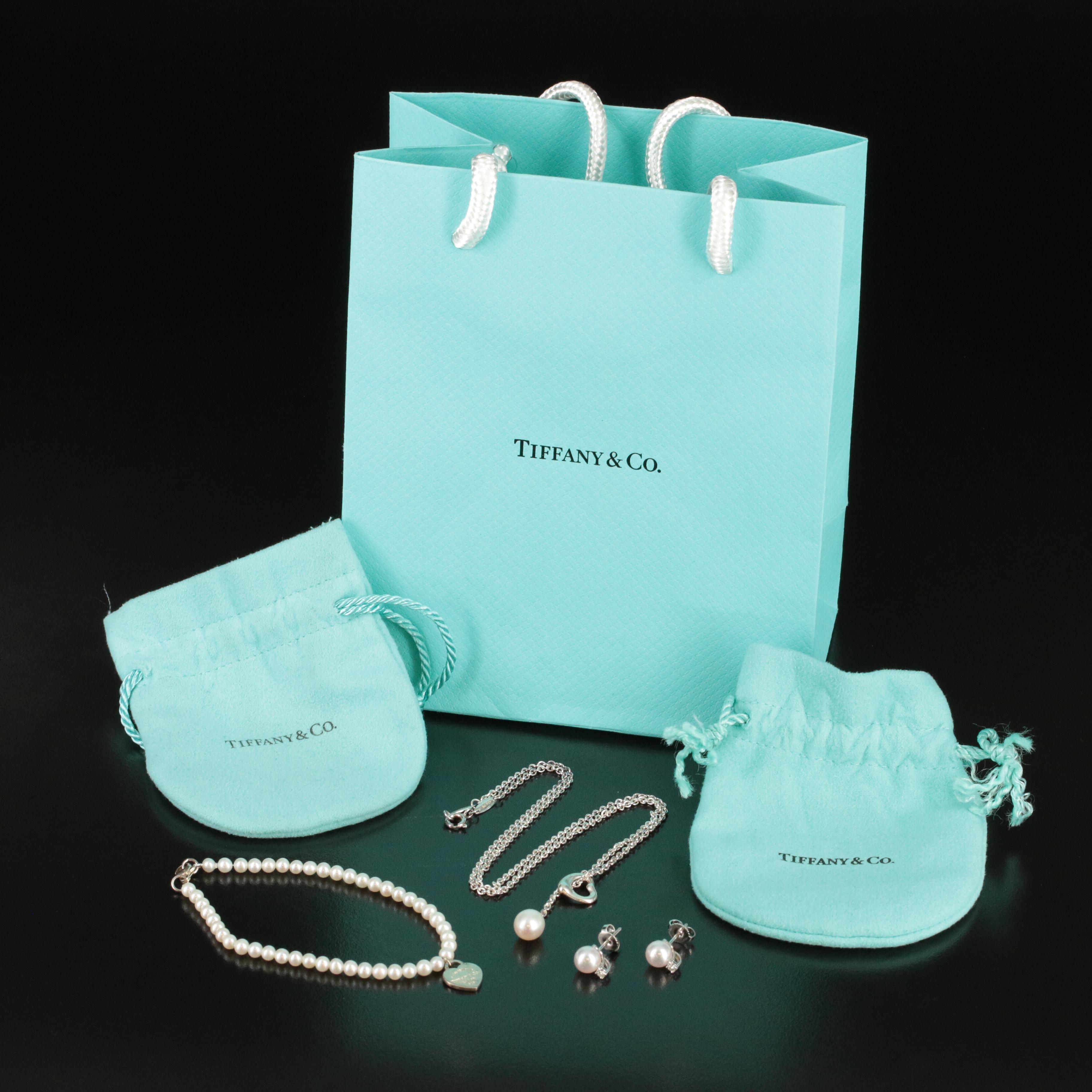 Tiffany & Co. 18K and Sterling Pearl and Diamond Jewelry Grouping