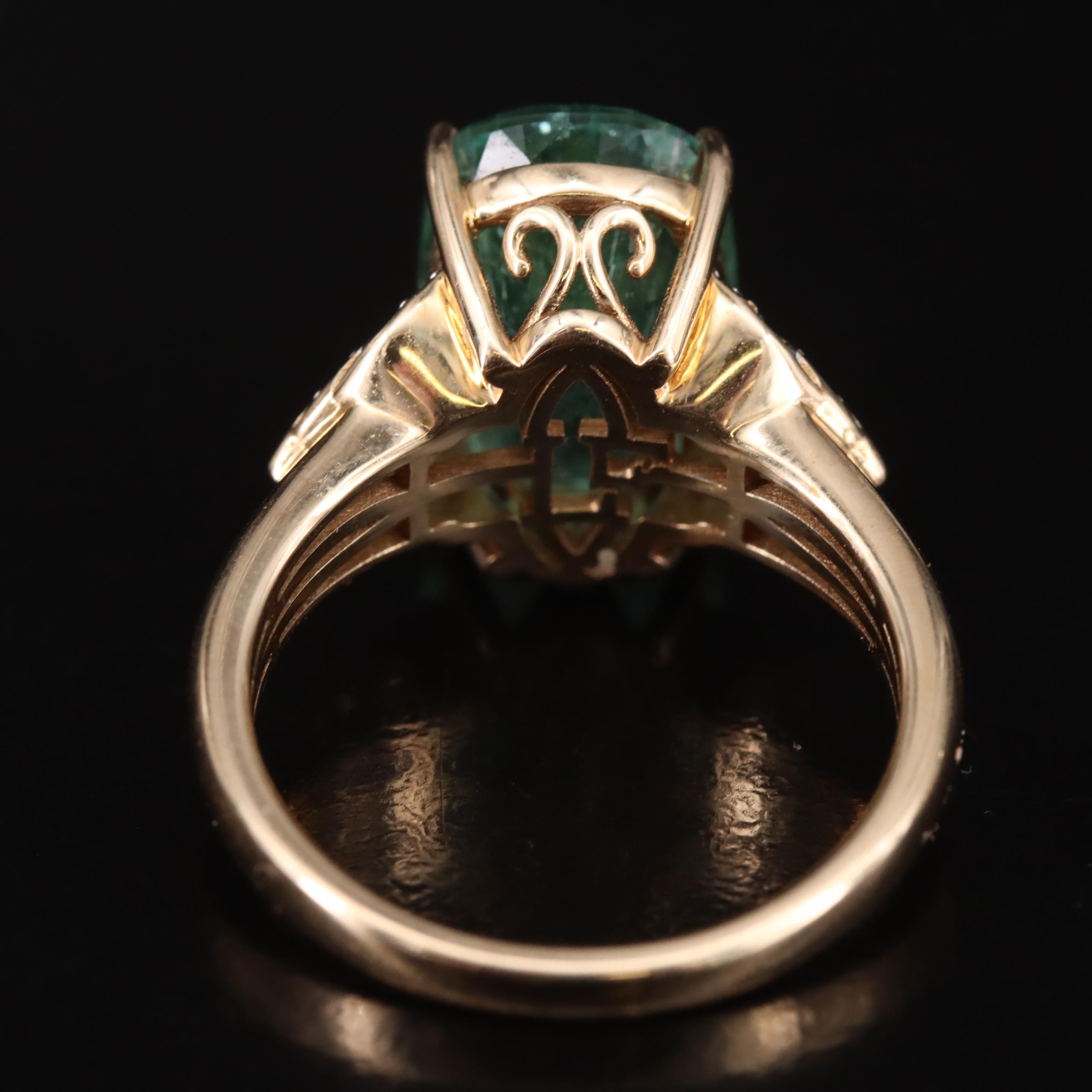 Lance Fischer 14K 7.07 CT Paraiba Tourmaline and Diamond Ring