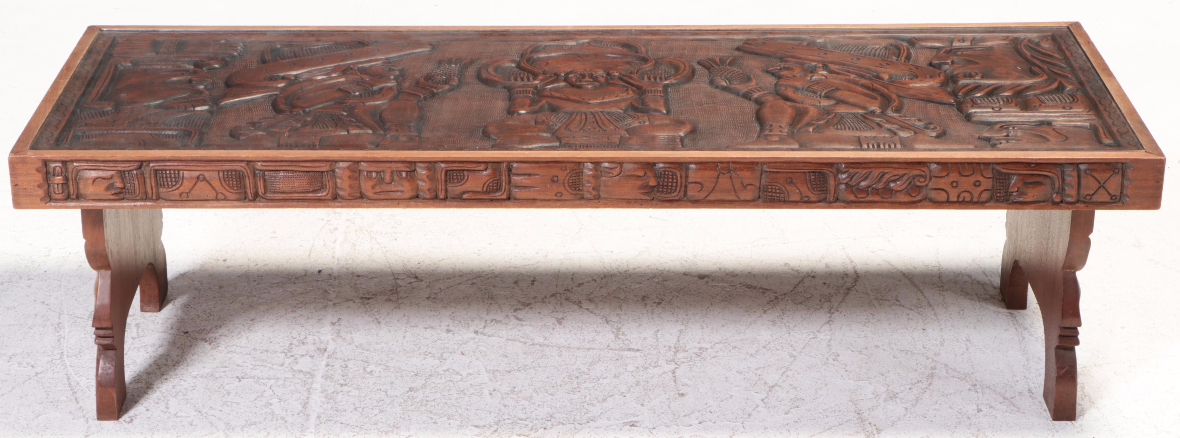 Honduran Carved Mahogany Coffee Table