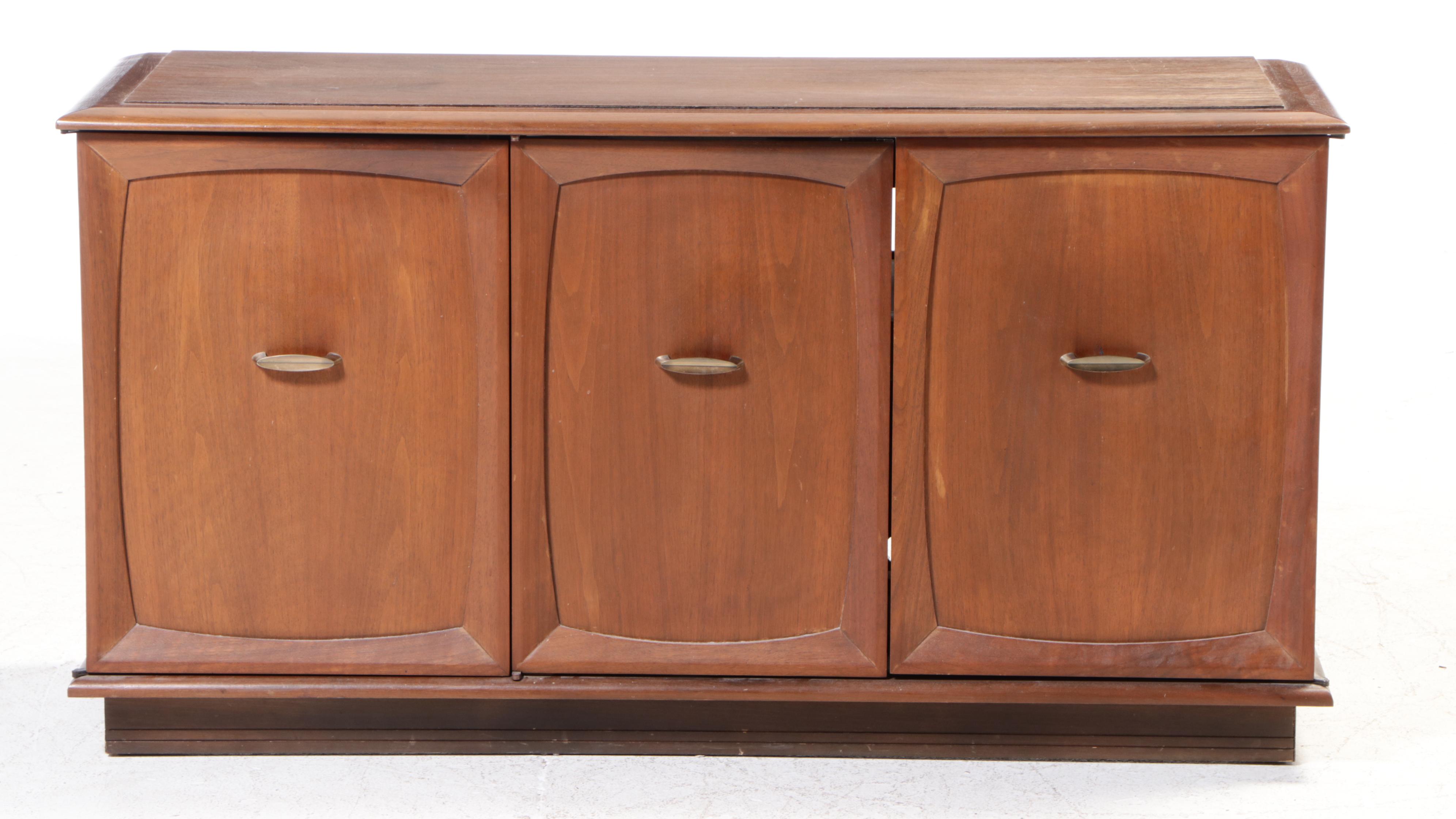 Mid Century Modern J.W. Davis Hardwood Stereo Cabinet with Speakers