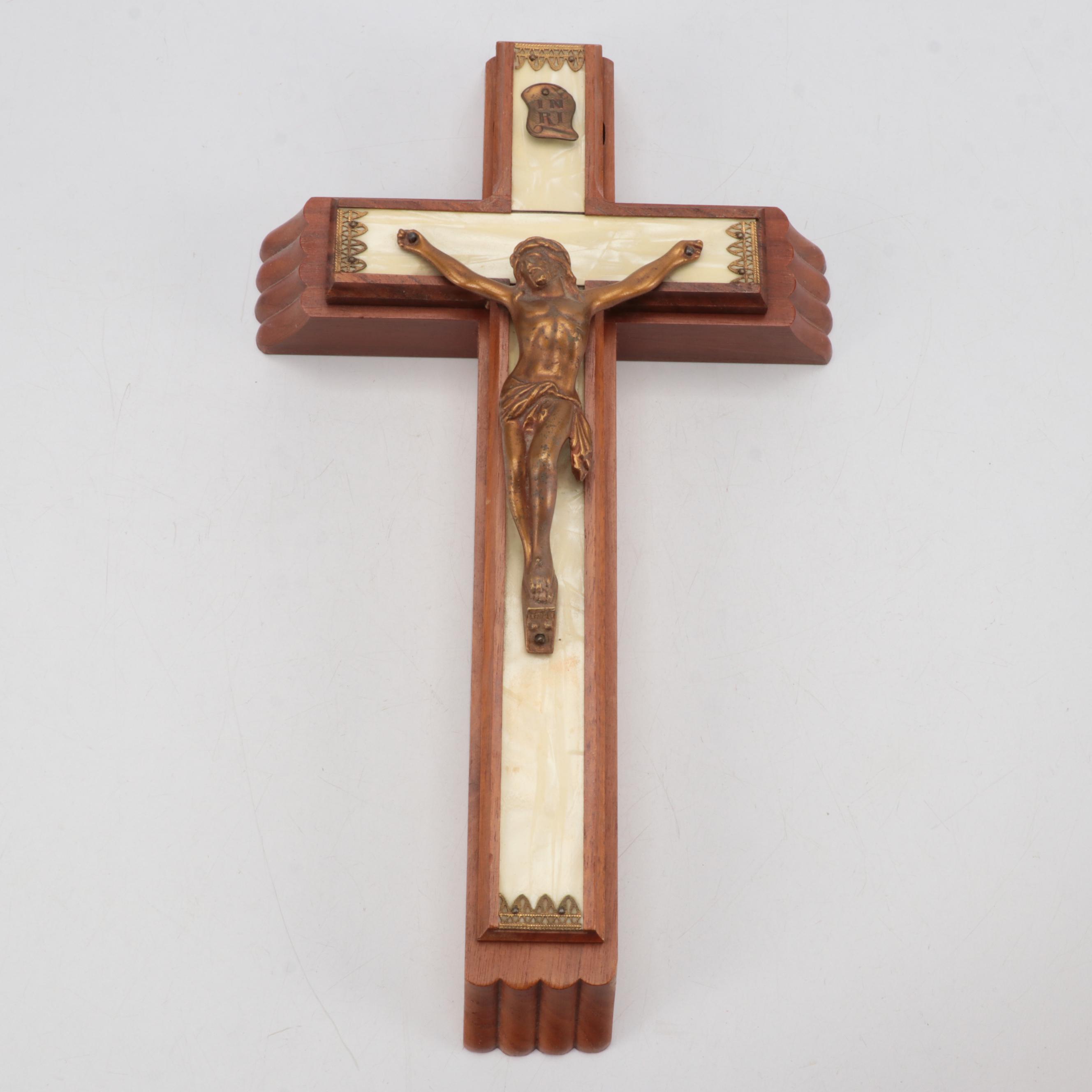 Catholic Sick Call Box With Walnut Pillar Candle Holders, Crucifix and More